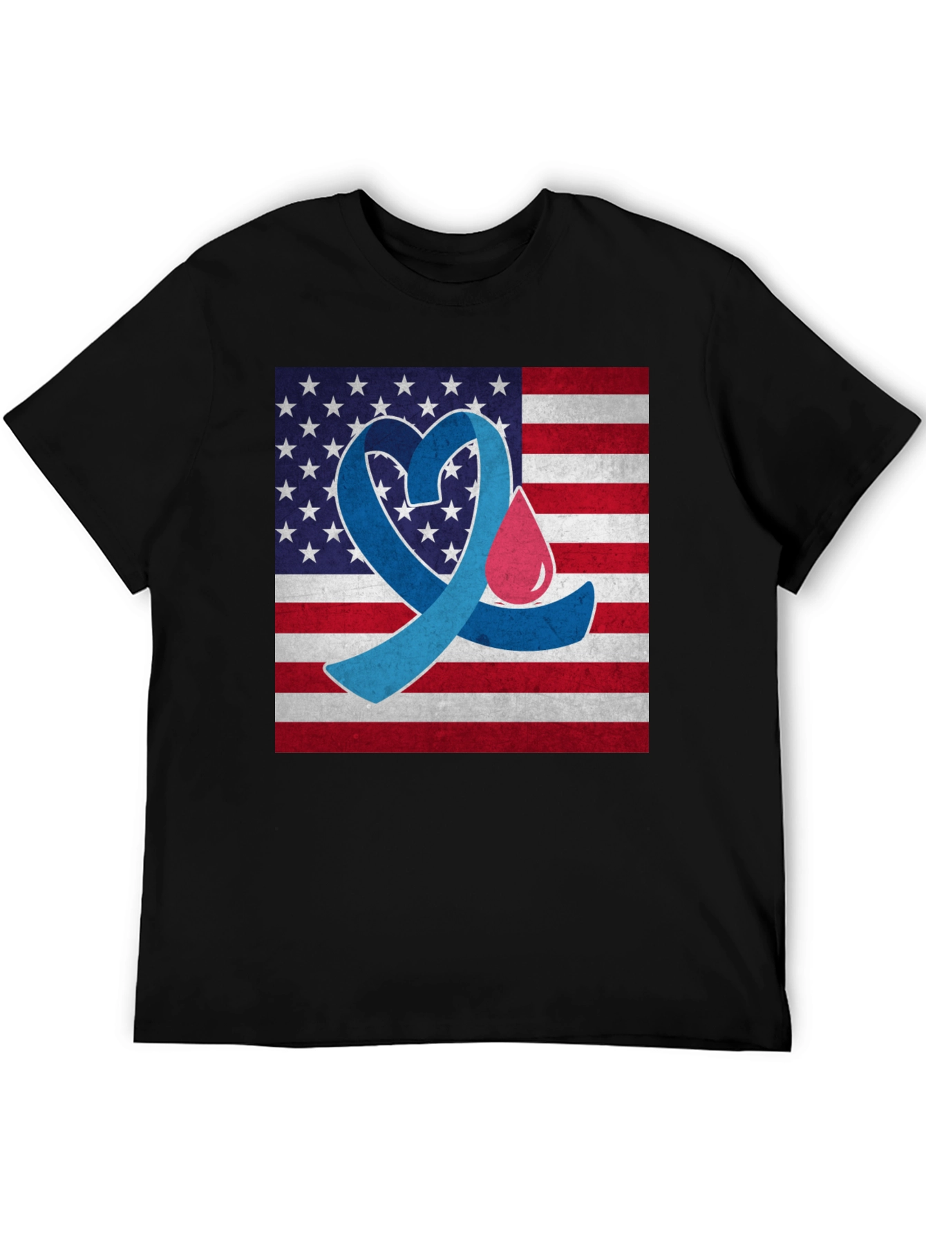 Diabetes Awareness USA Flag Heart T-Shirt