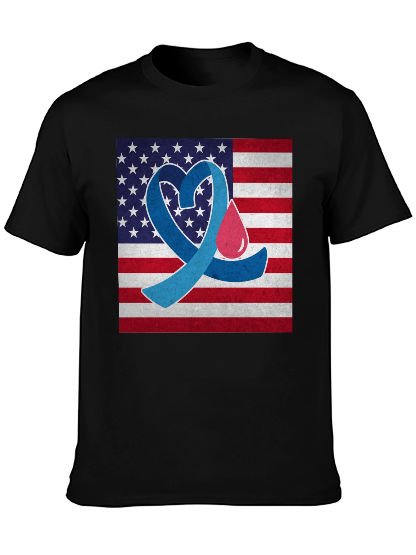 Diabetes Awareness USA Flag Heart T-Shirt