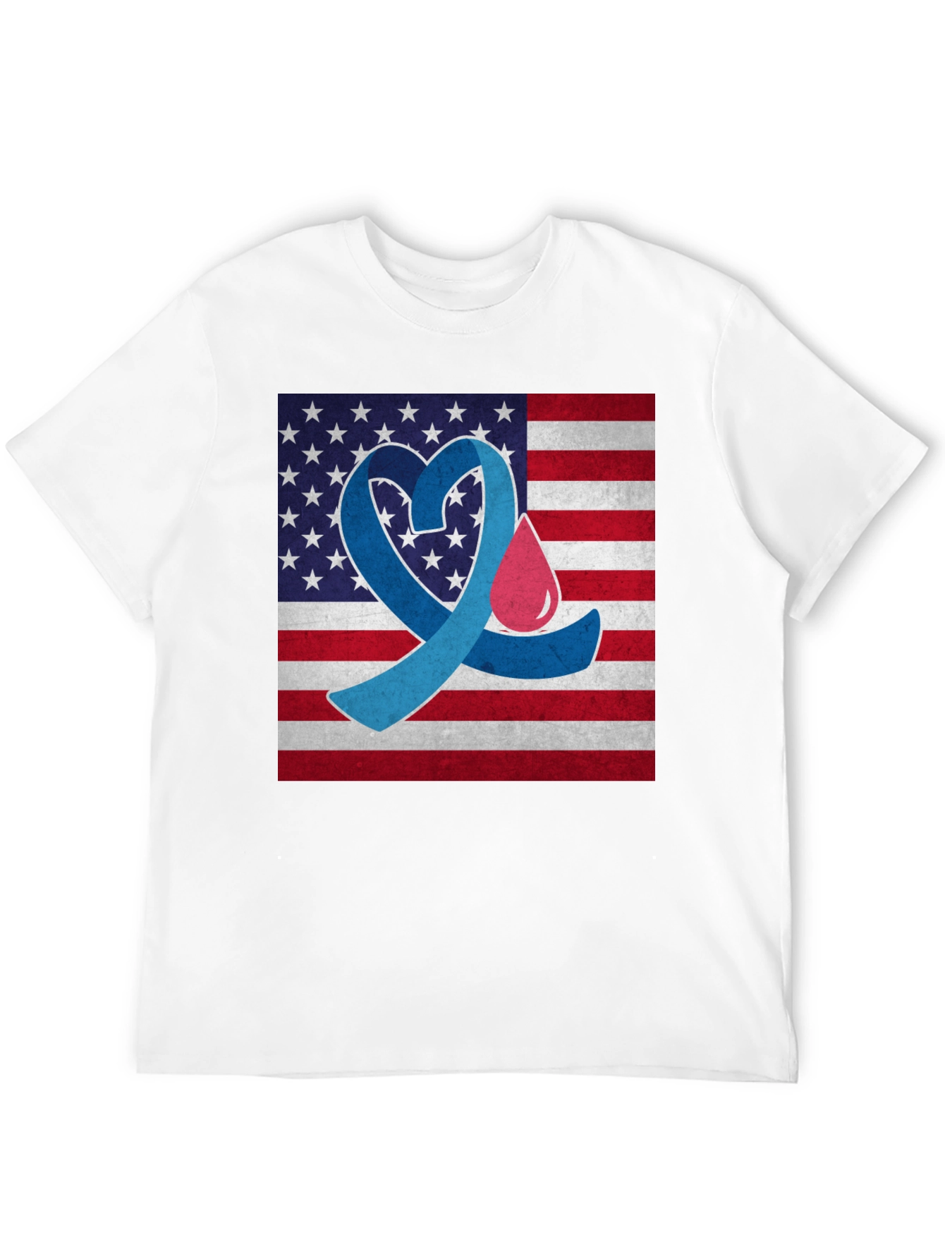 Diabetes Awareness USA Flag Heart T-Shirt