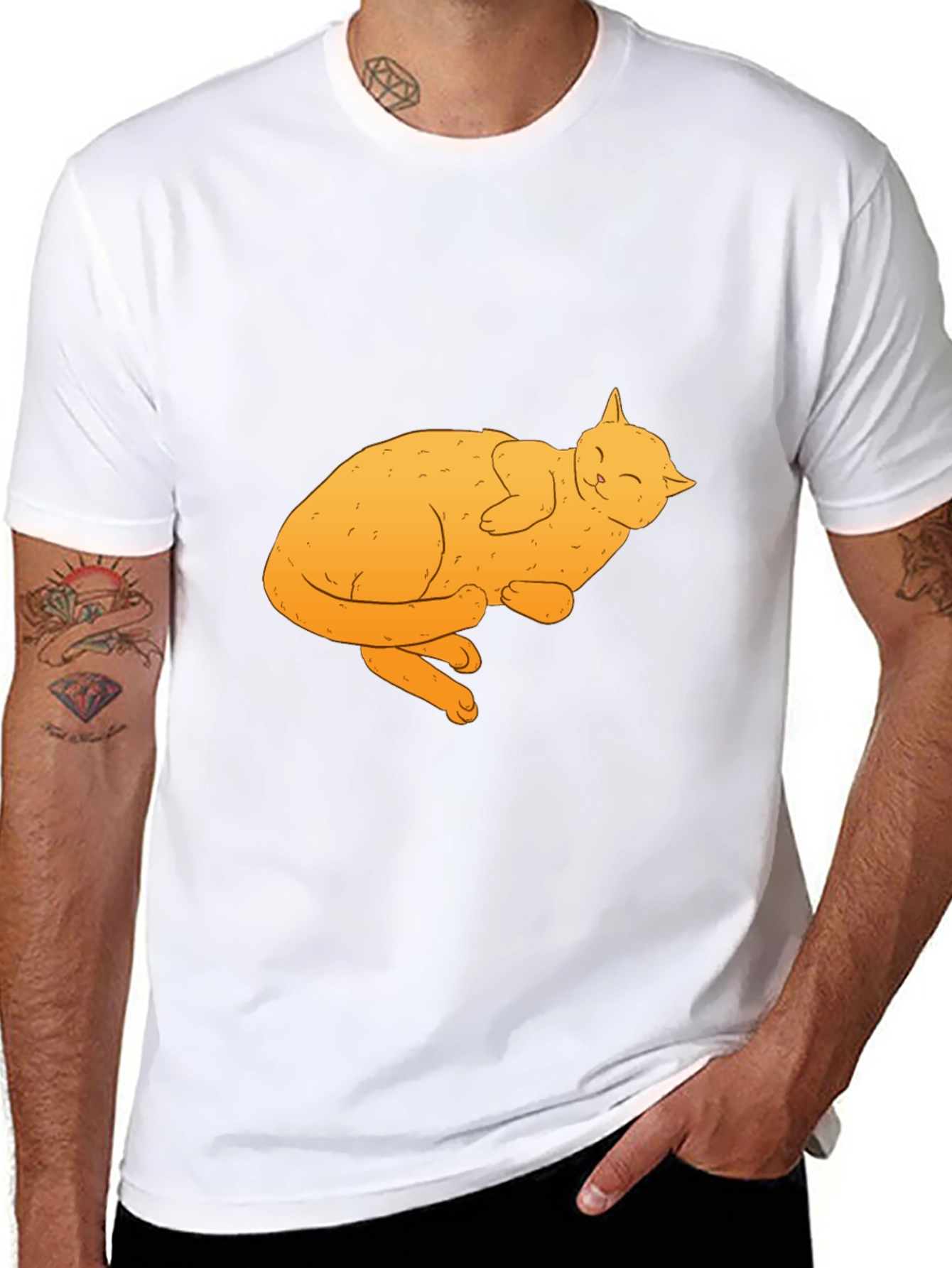 Cute Cat Nap Black T-Shirt