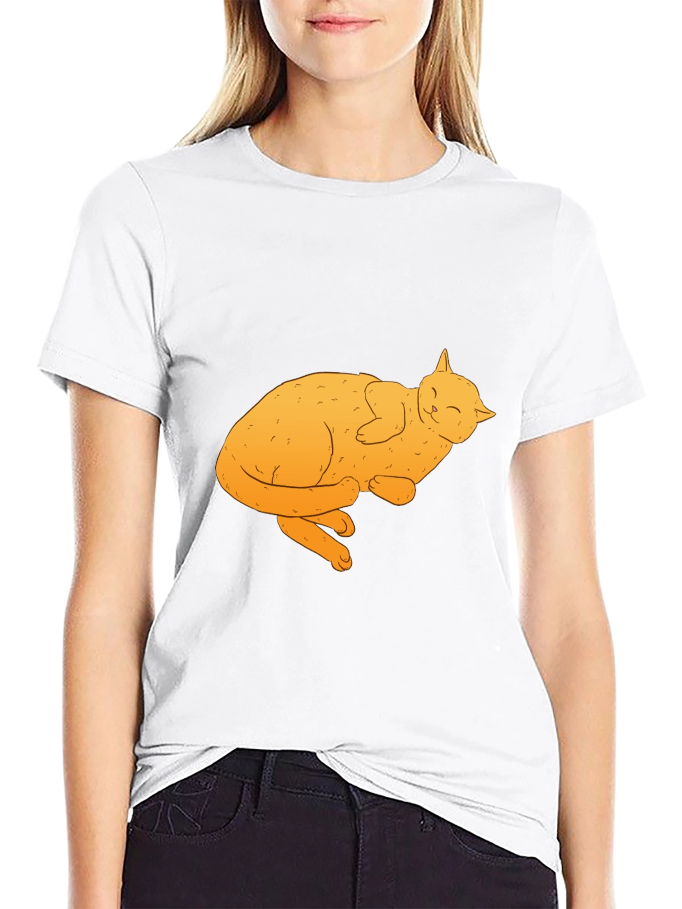 Cute Cat Nap Black T-Shirt