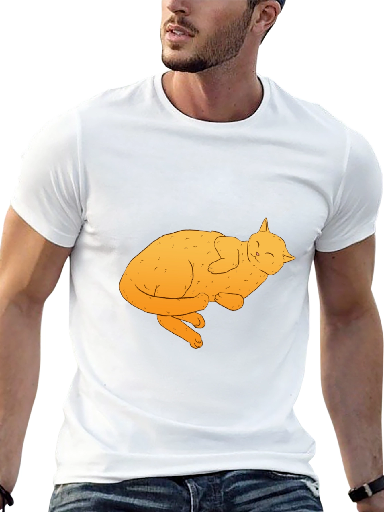 Cute Cat Nap Black T-Shirt