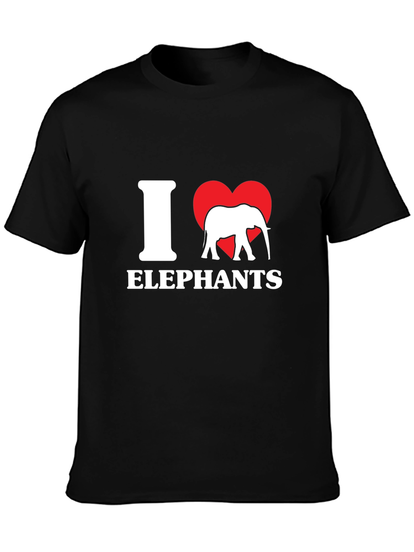 I Love Elephants Graphic Tee - Black