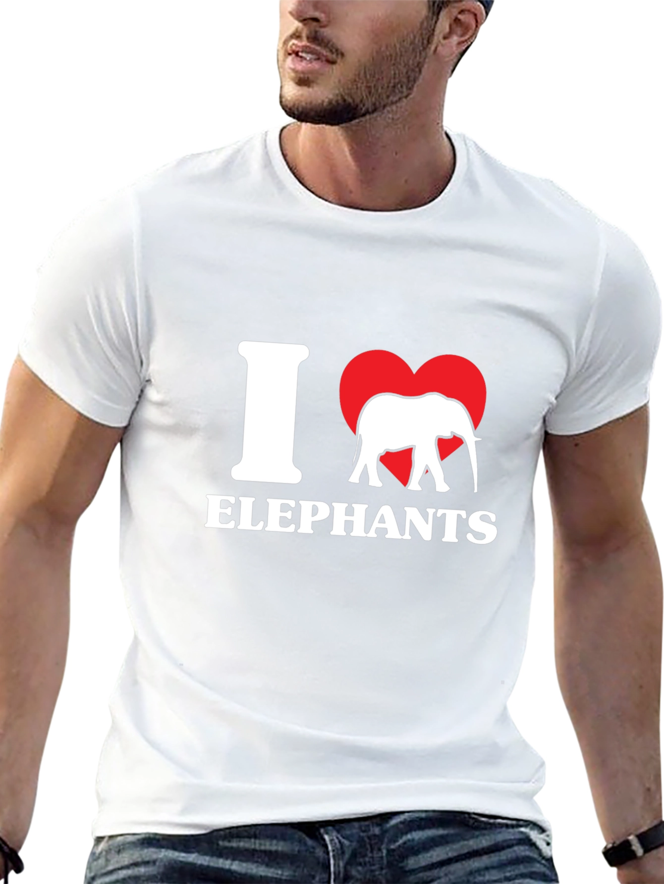 I Love Elephants Graphic Tee - Black
