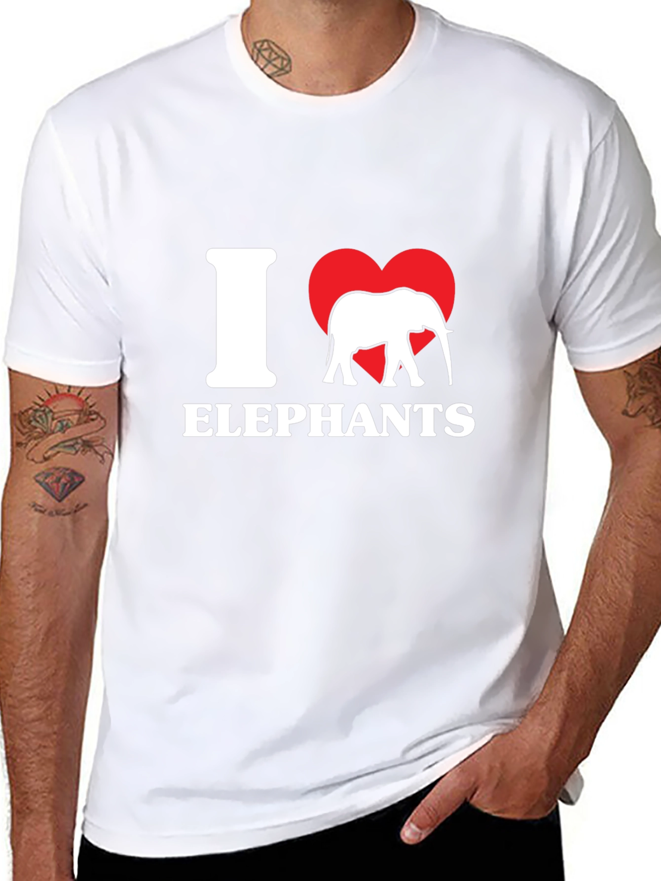 I Love Elephants Graphic Tee - Black