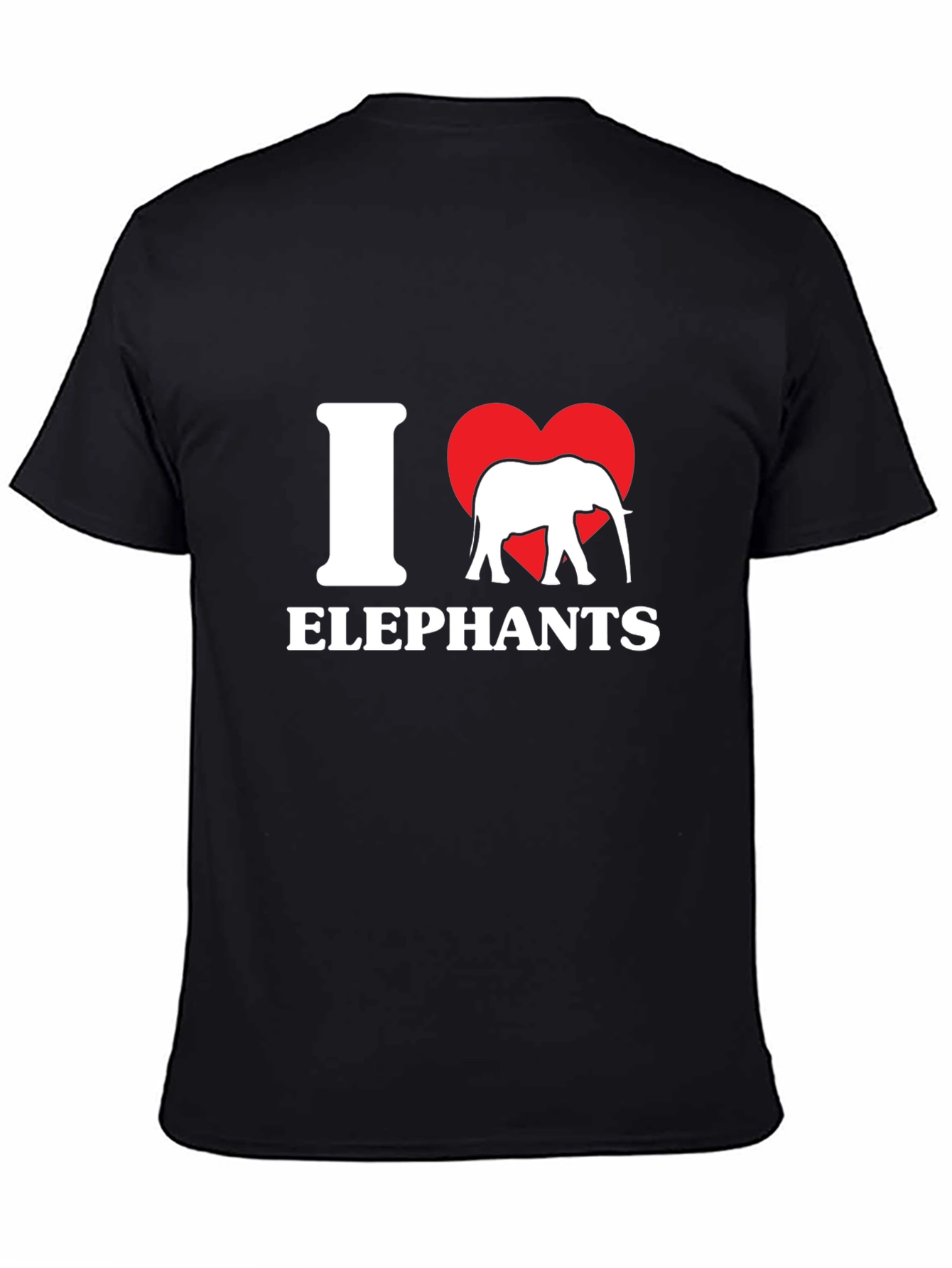 I Love Elephants Graphic Tee - Black