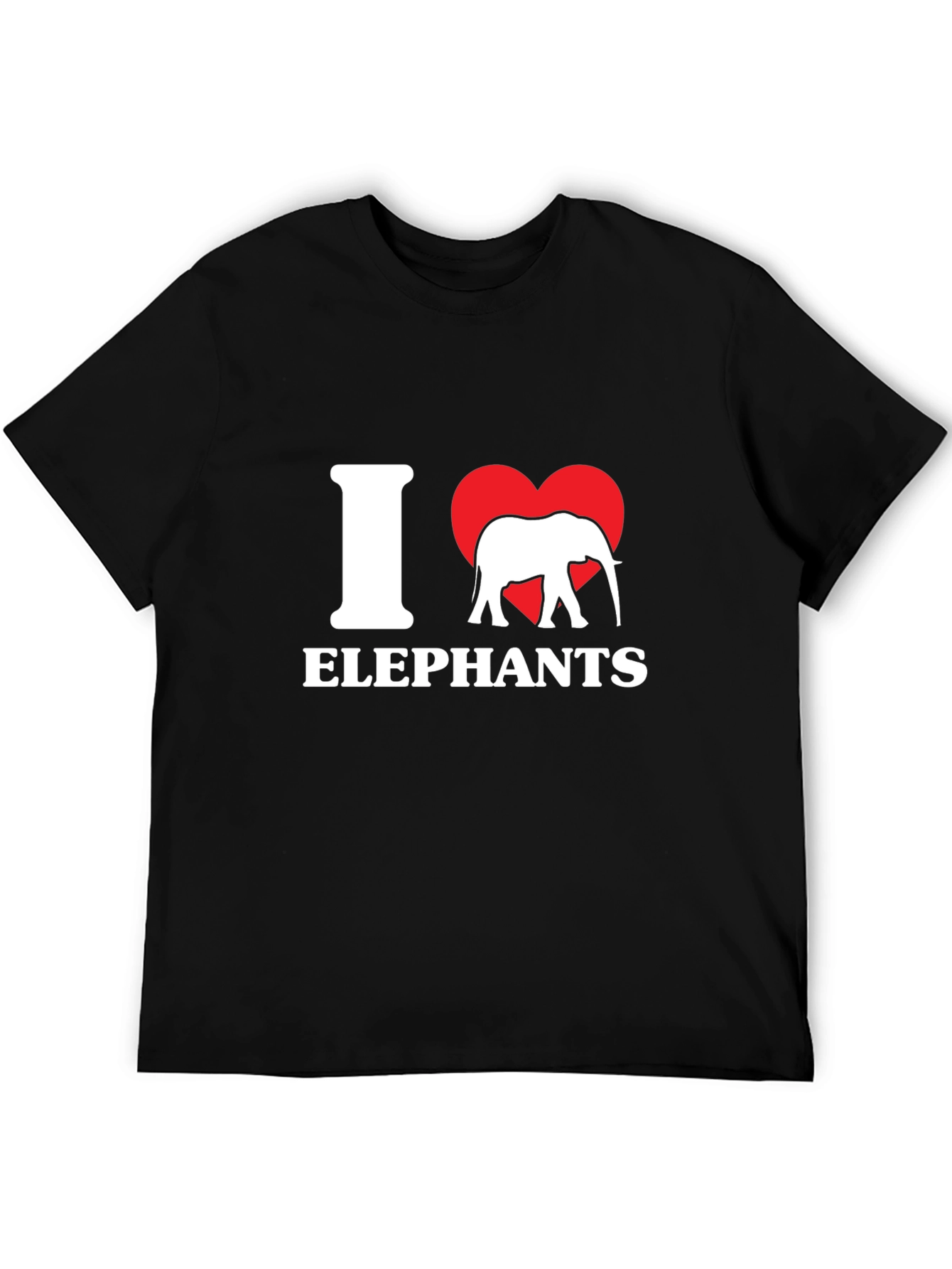 I Love Elephants Graphic Tee - Black