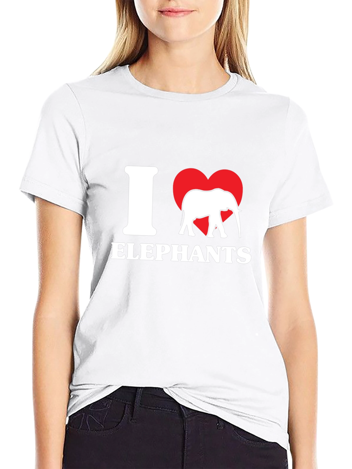 I Love Elephants Graphic Tee - Black