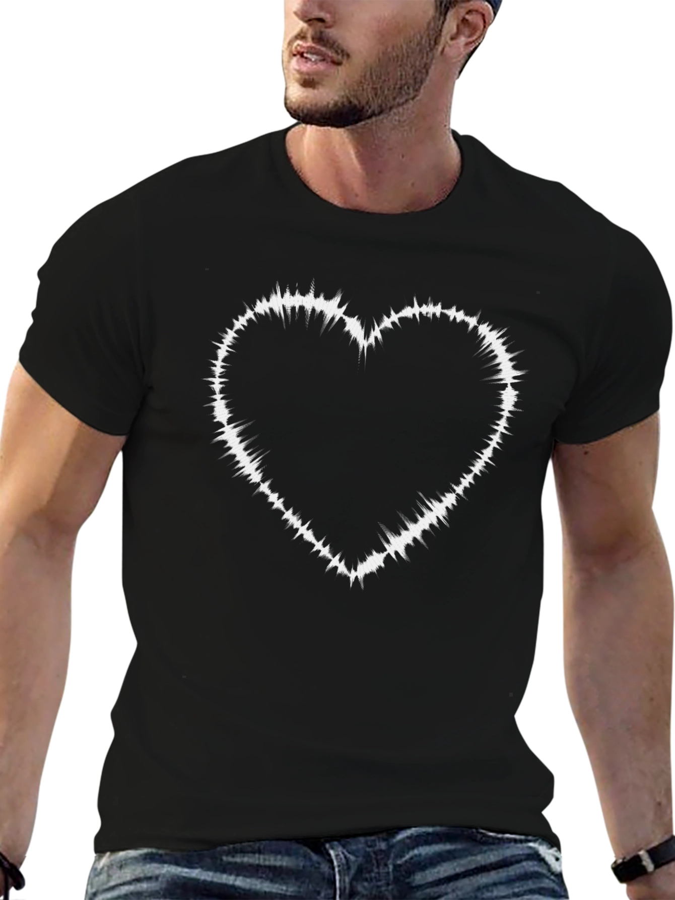 Heart Wave T-Shirt - Black Graphic Tee