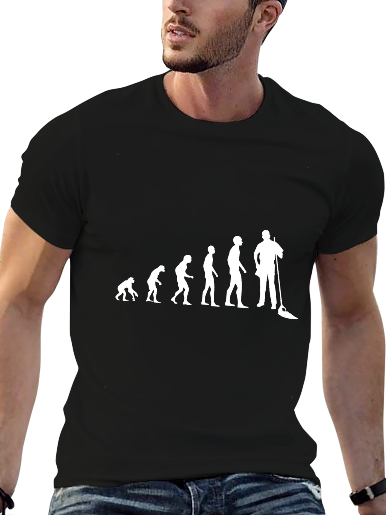 Evolution of Man Housekeeper T-Shirt - Black