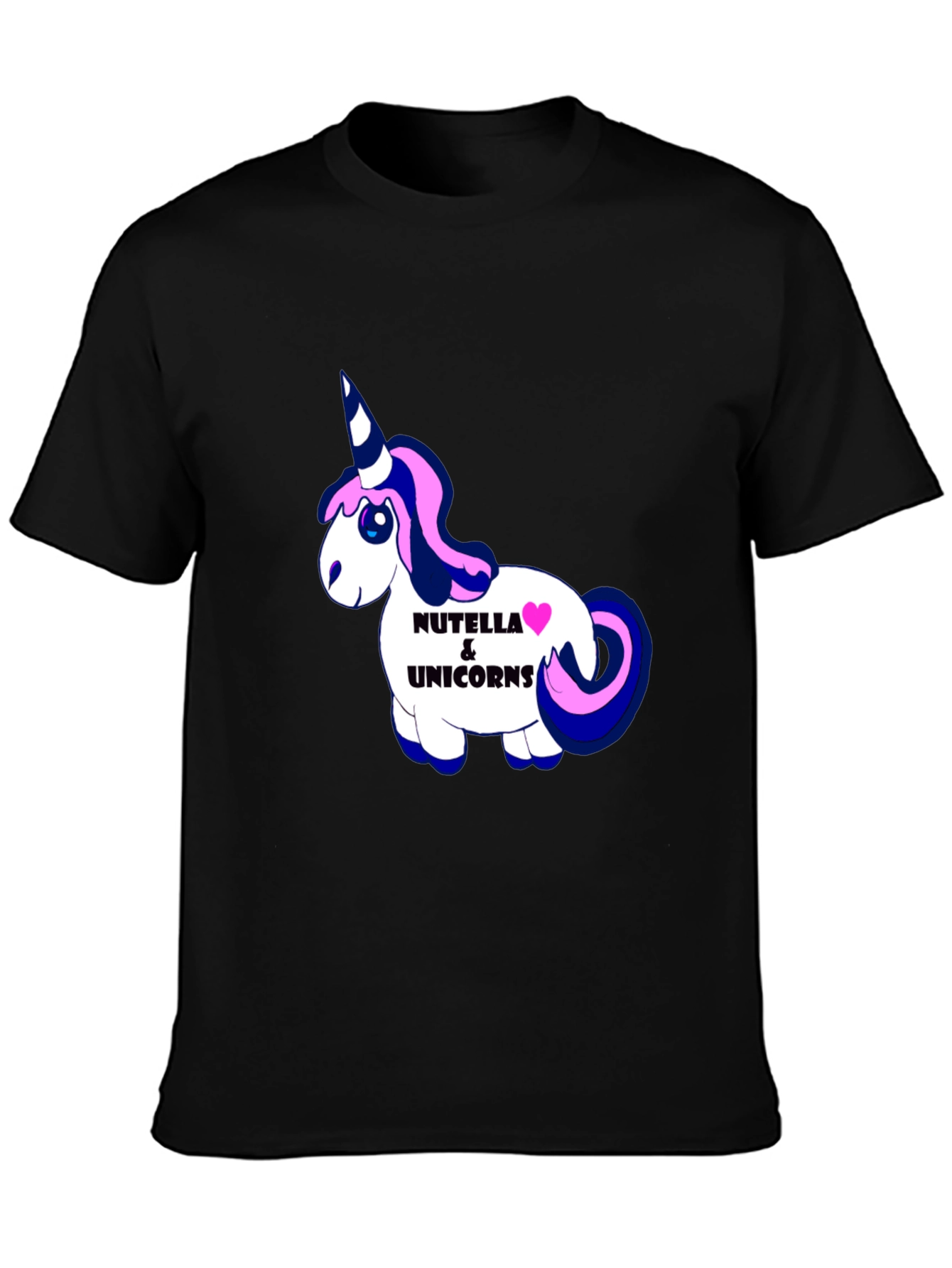 Nutella & Unicorns Graphic Black T-Shirt