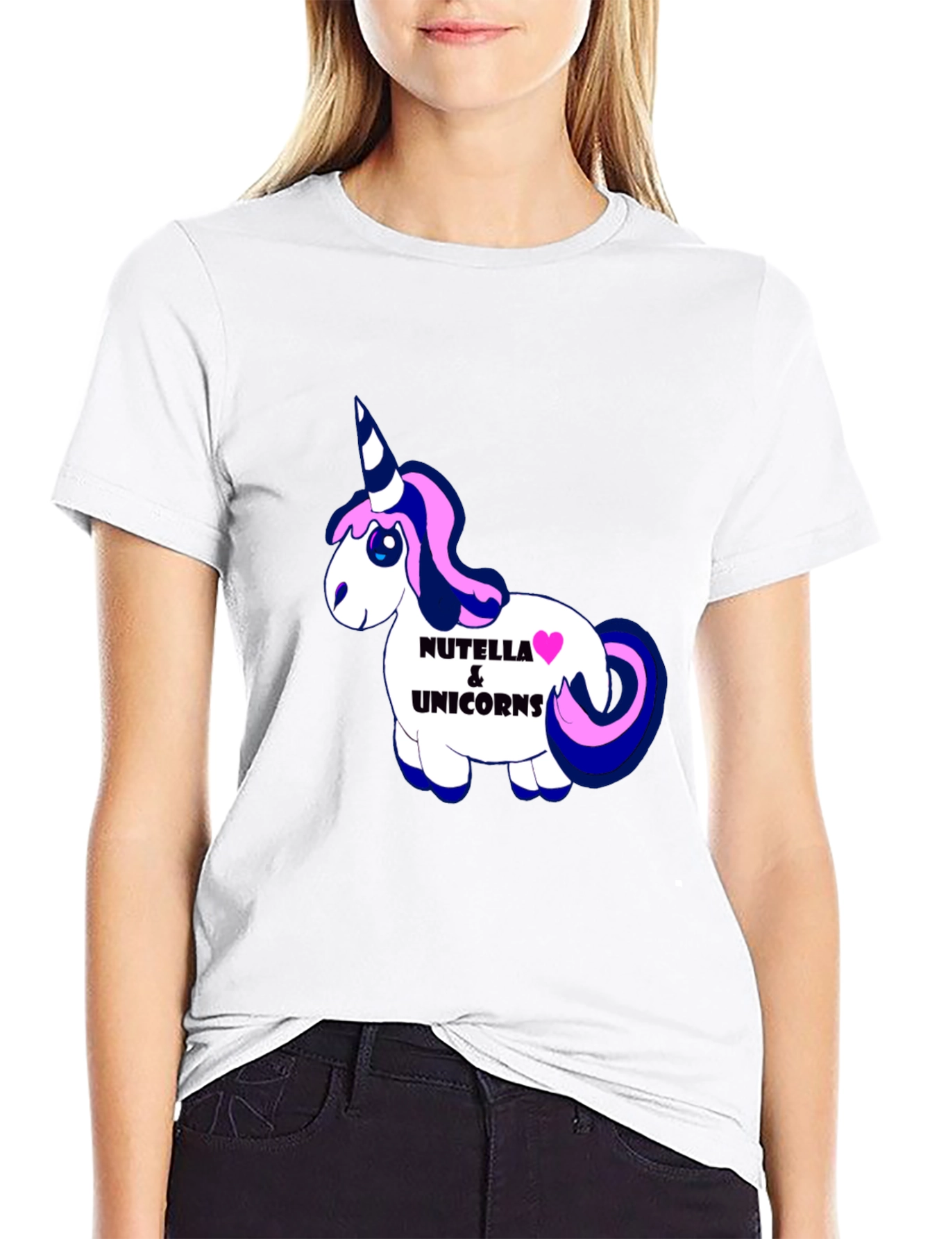 Nutella & Unicorns Graphic Black T-Shirt