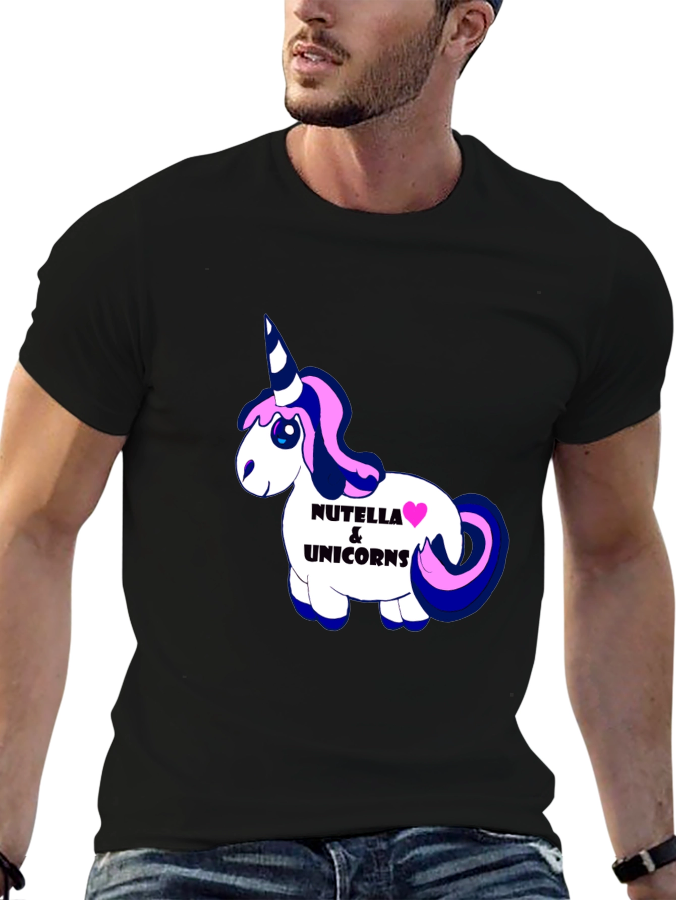 Nutella & Unicorns Graphic Black T-Shirt