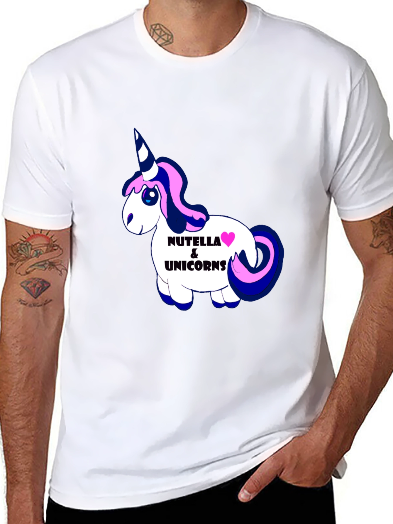 Nutella & Unicorns Graphic Black T-Shirt