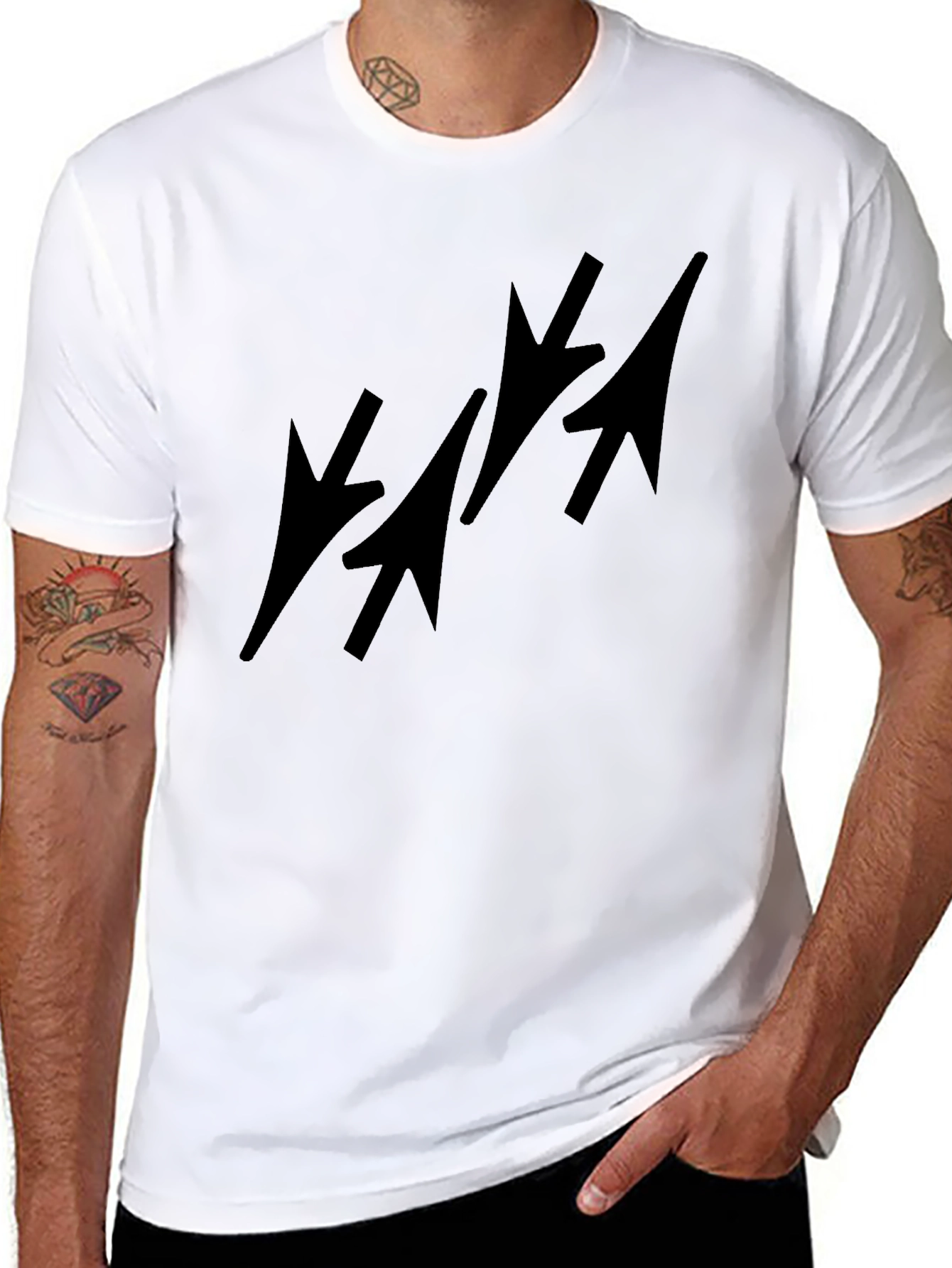 Mens Black T-Shirt with Arrow Design