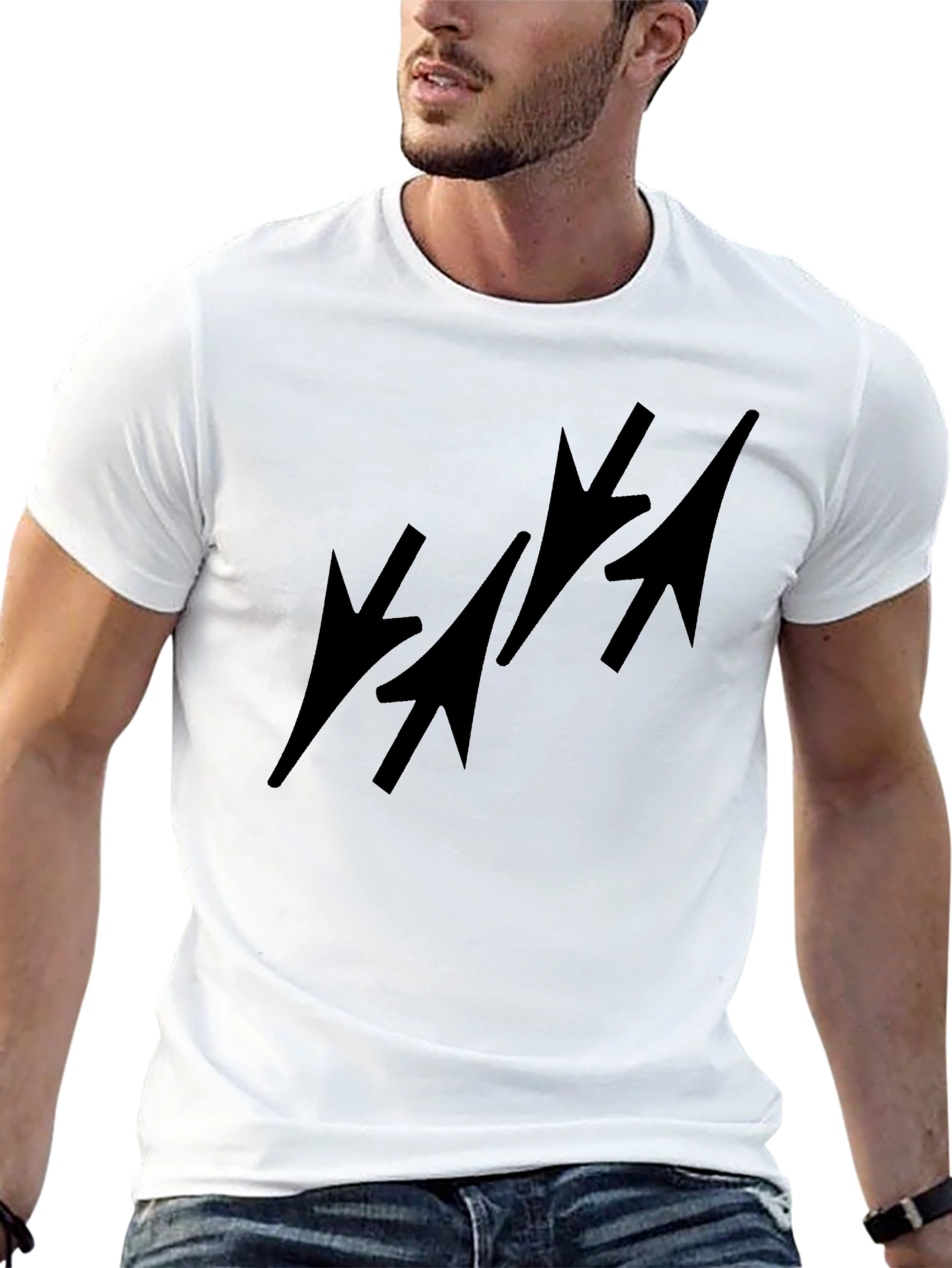 Mens Black T-Shirt with Arrow Design
