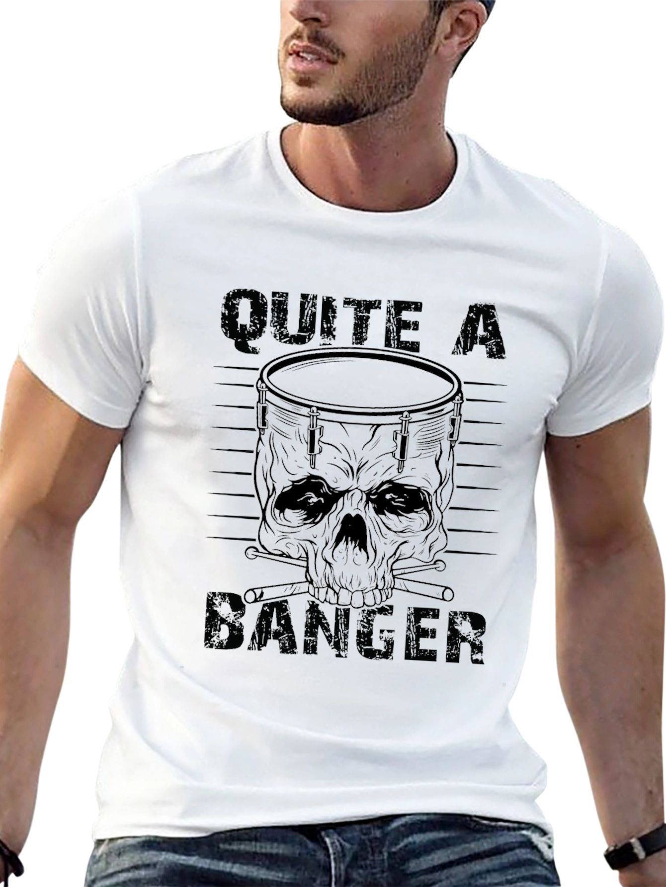 Quite a Banger T-Shirt - Skull Drum Graphic
