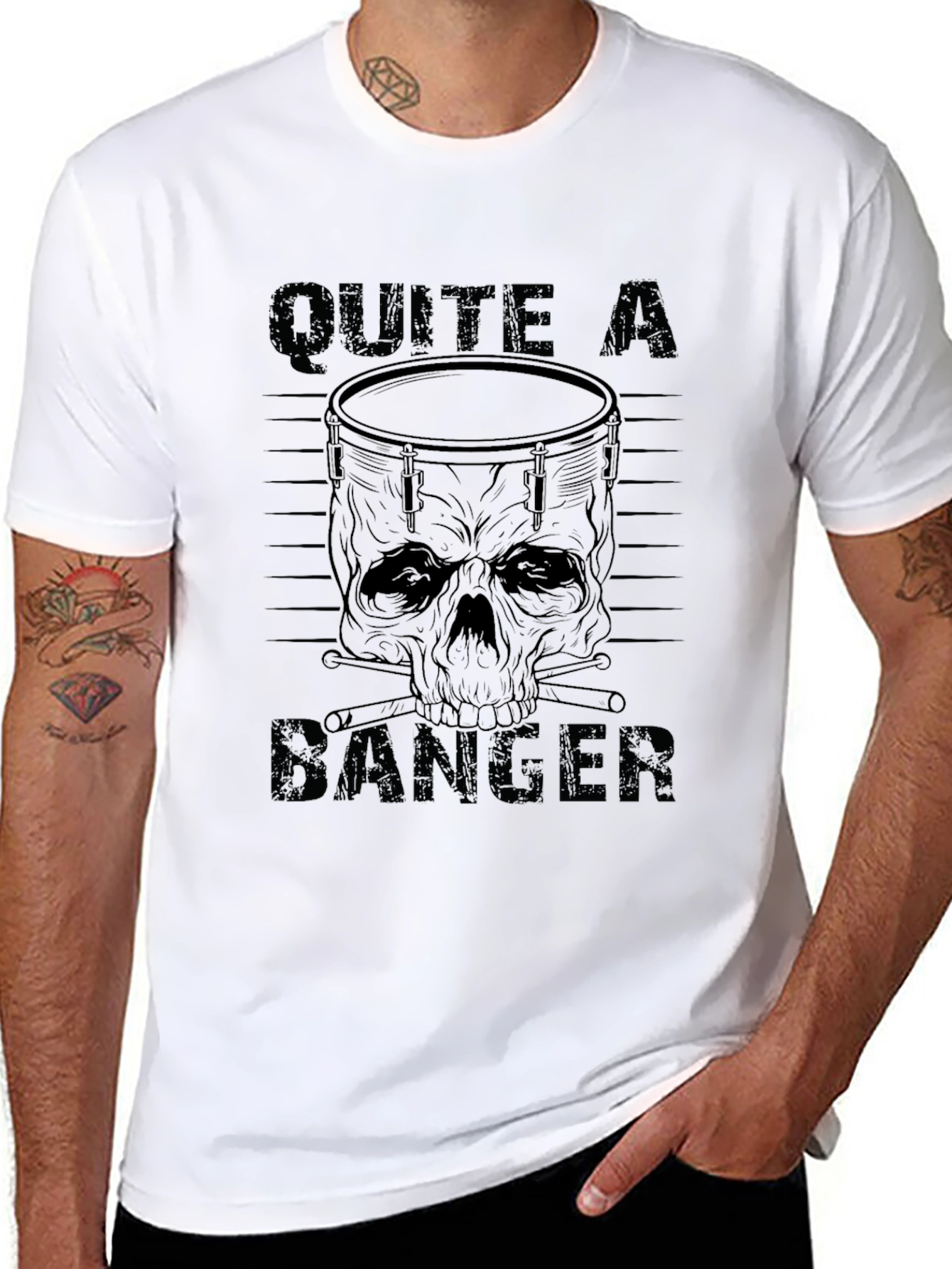 Quite a Banger T-Shirt - Skull Drum Graphic