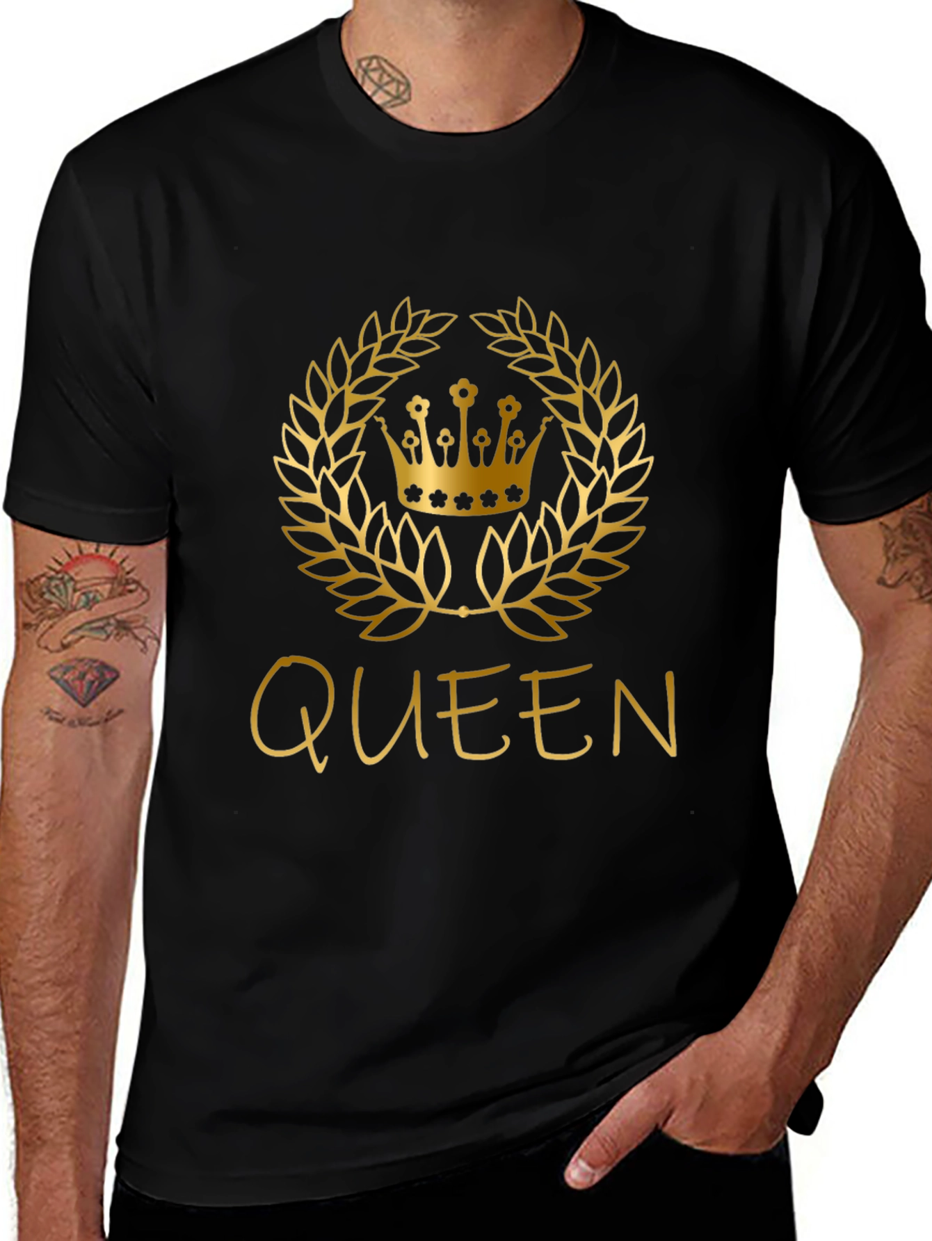 Queen Graphic Tee - Stylish Crown Design Black T-Shirt