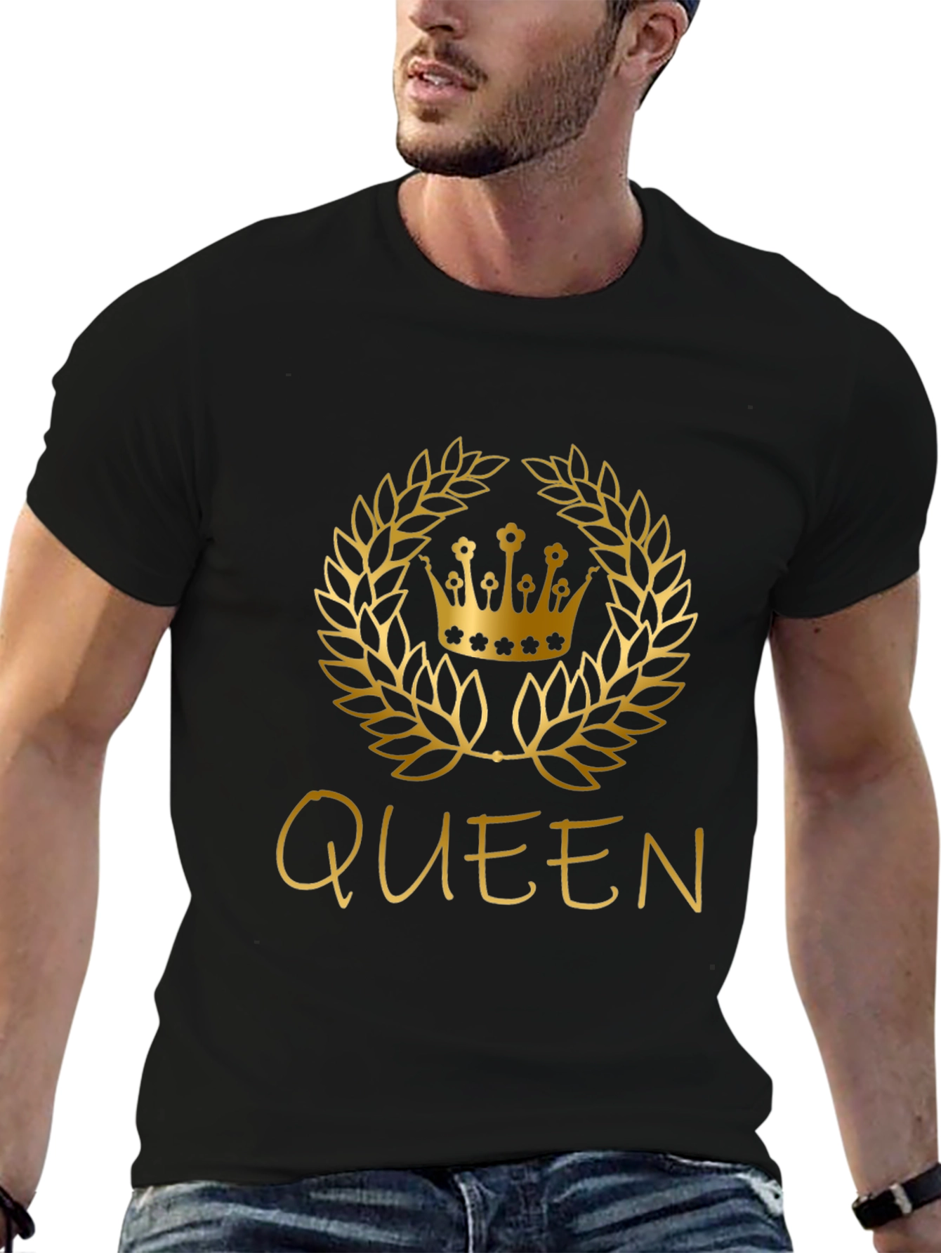 Queen Graphic Tee - Stylish Crown Design Black T-Shirt