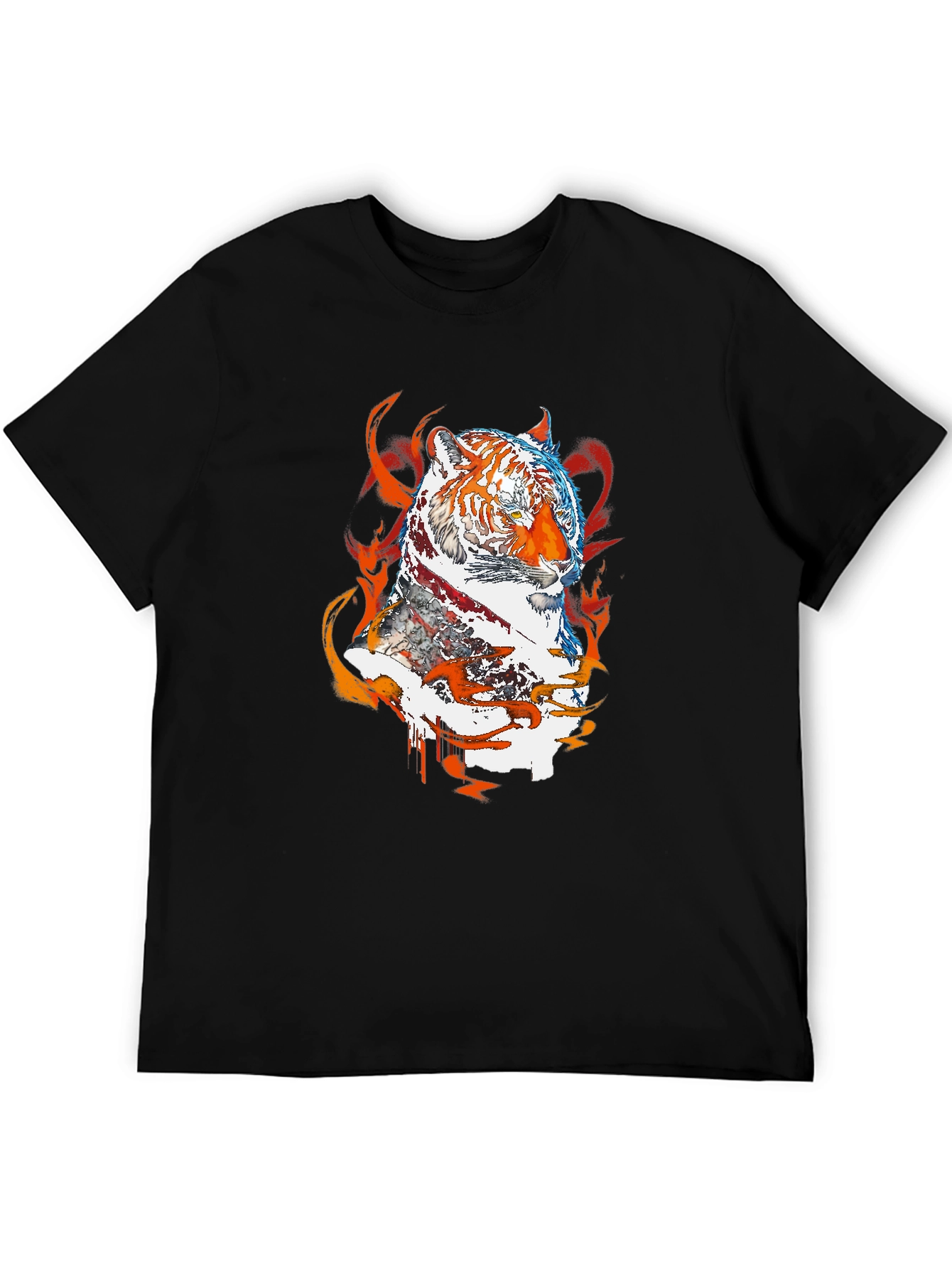 Fiery Tiger Graphic Tee - Black