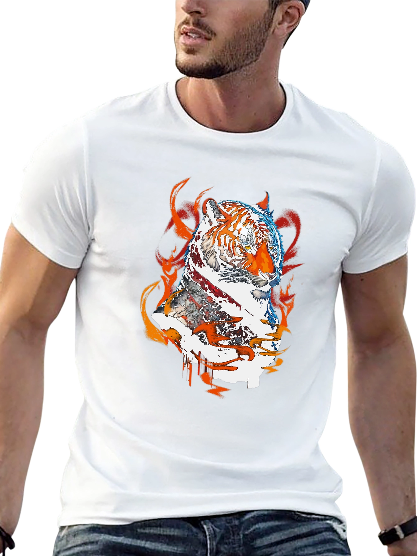 Fiery Tiger Graphic Tee - Black