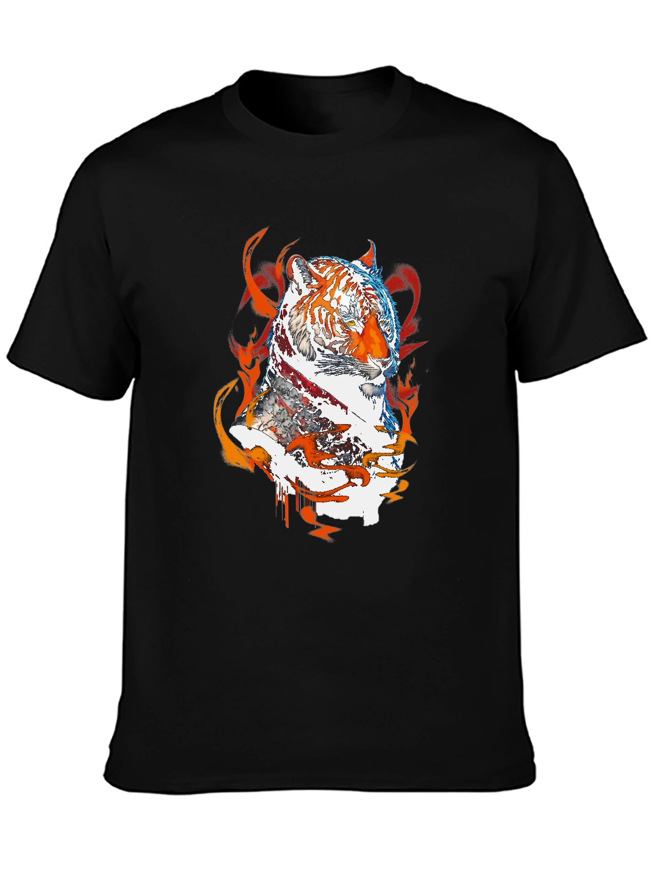 Fiery Tiger Graphic Tee - Black