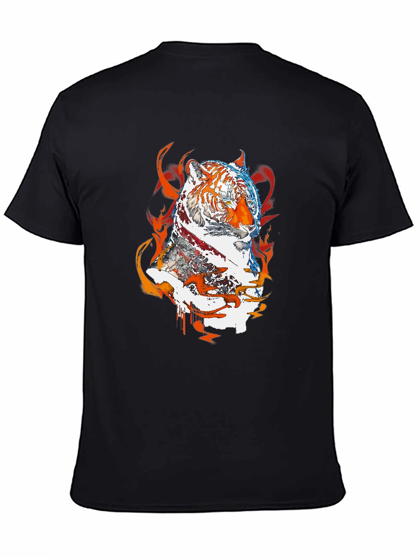 Fiery Tiger Graphic Tee - Black