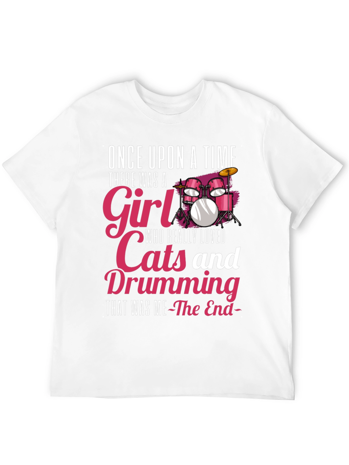 Drumming Girl T-Shirt: Cats & Music Lover Tee