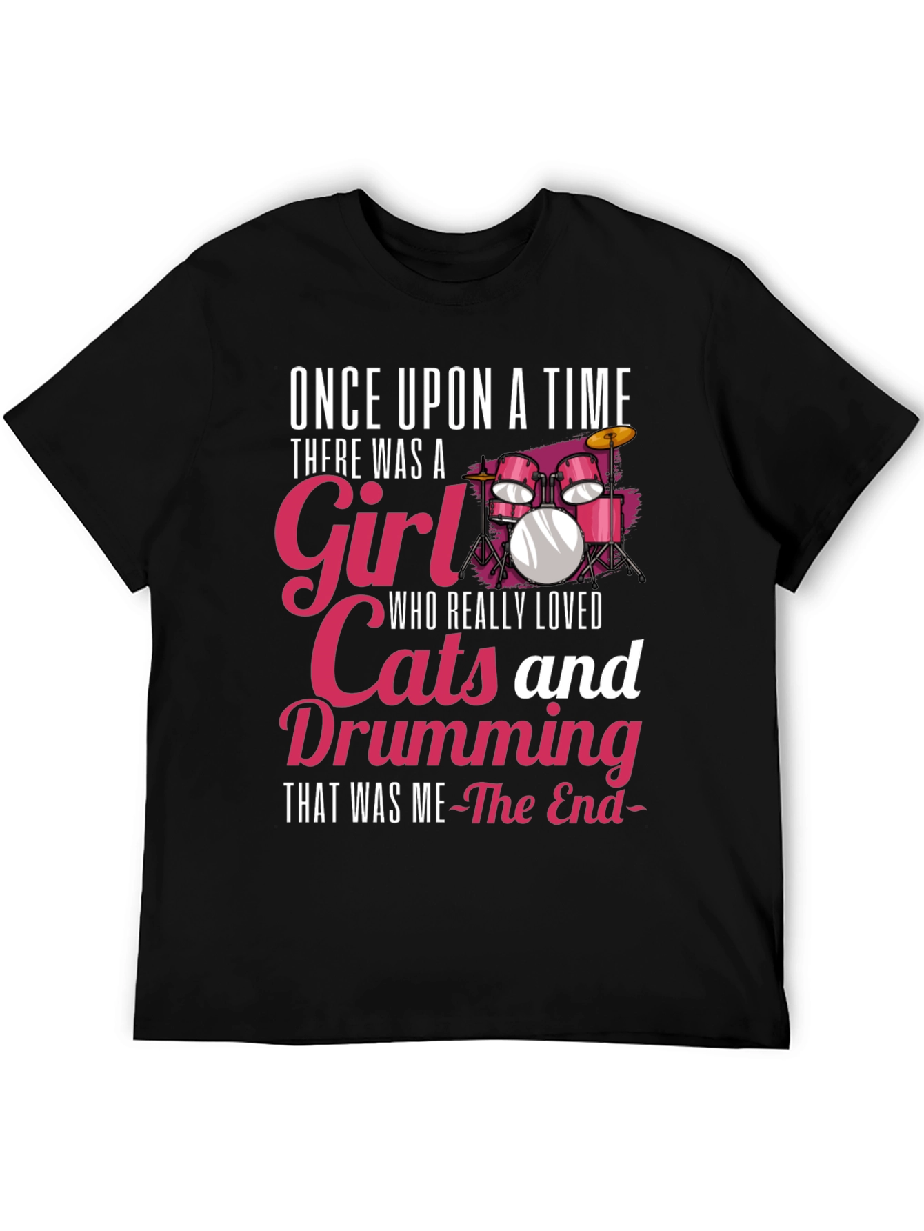 Drumming Girl T-Shirt: Cats & Music Lover Tee