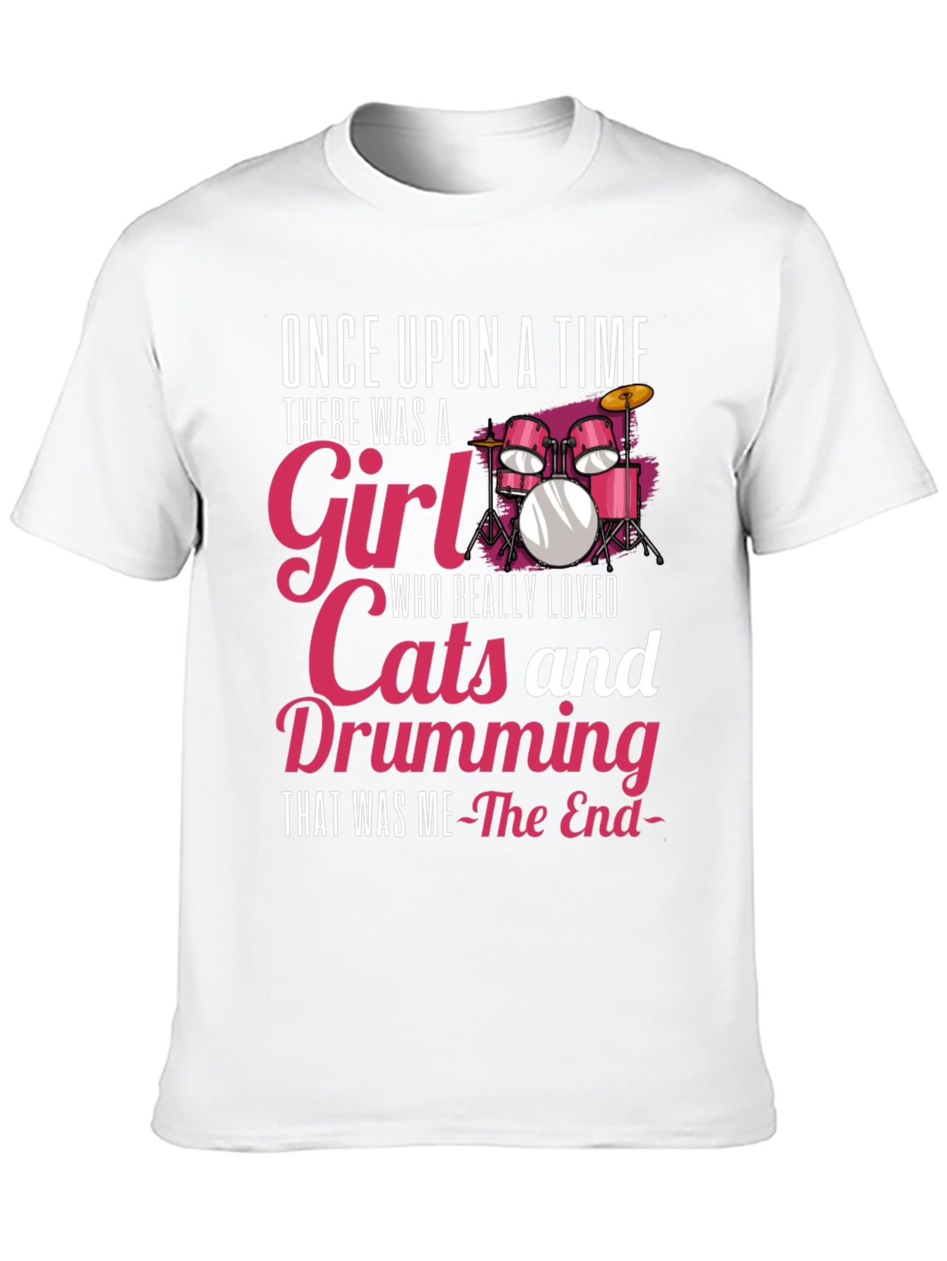 Drumming Girl T-Shirt: Cats & Music Lover Tee