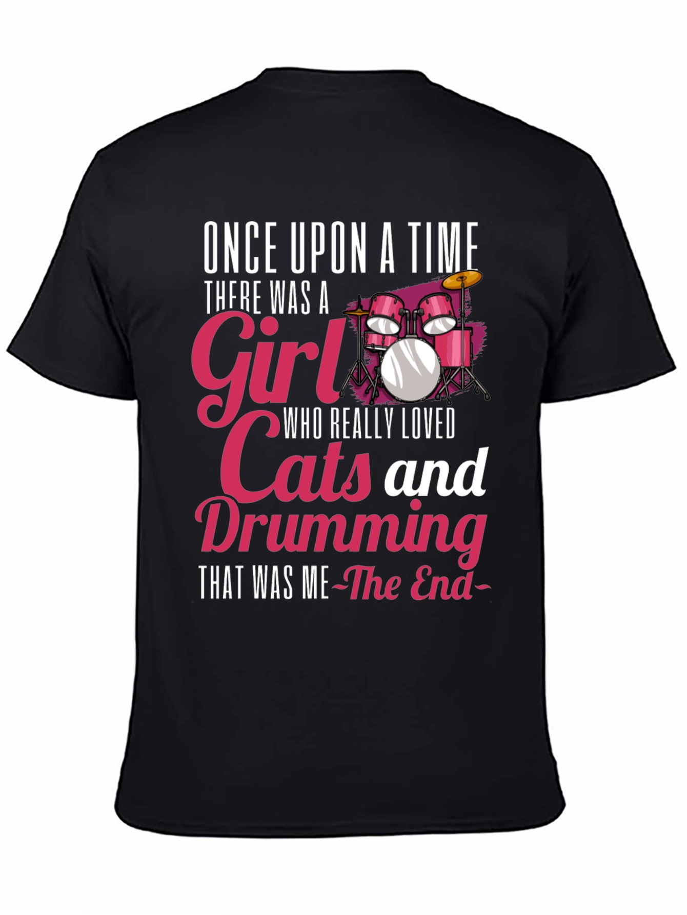 Drumming Girl T-Shirt: Cats & Music Lover Tee