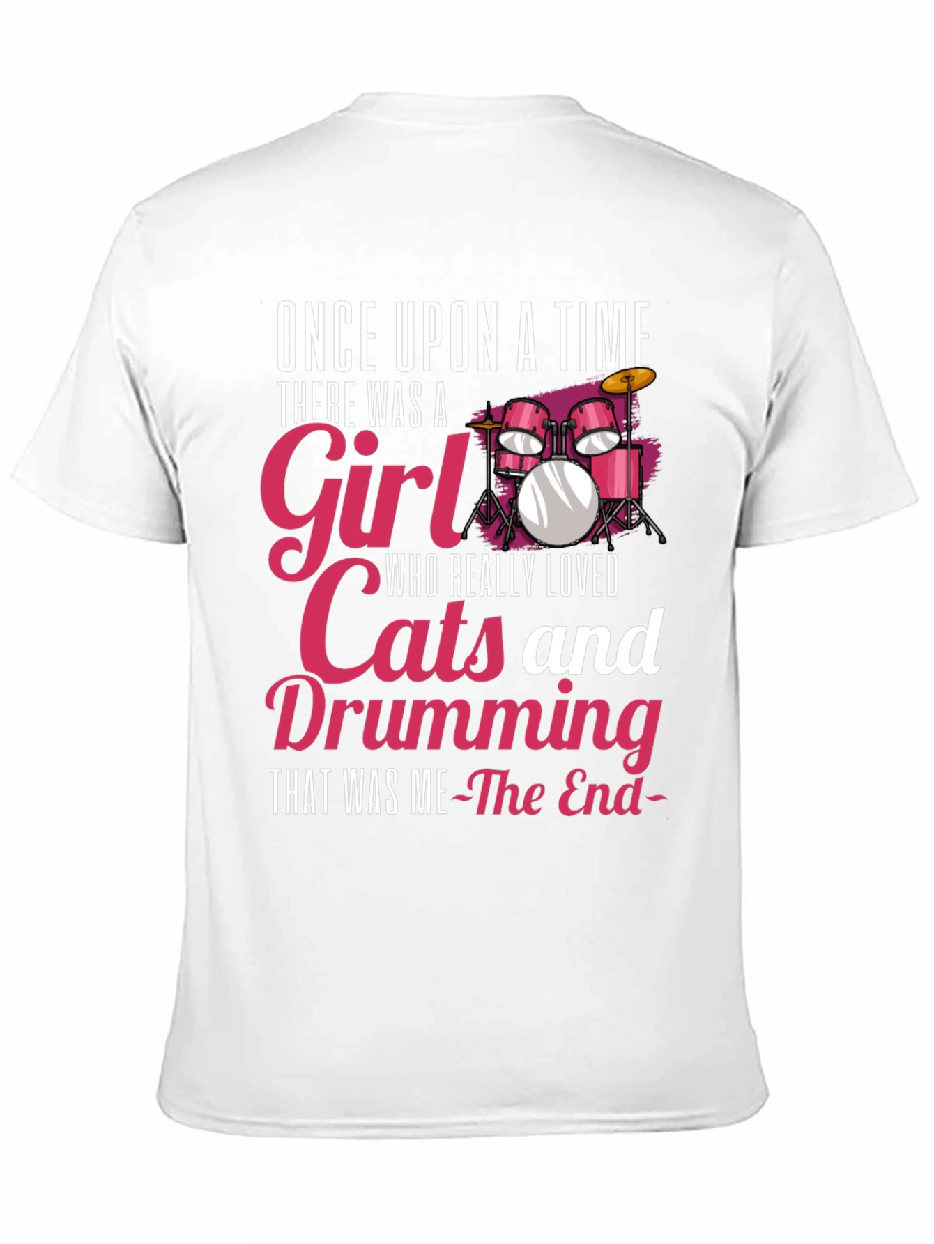 Drumming Girl T-Shirt: Cats & Music Lover Tee