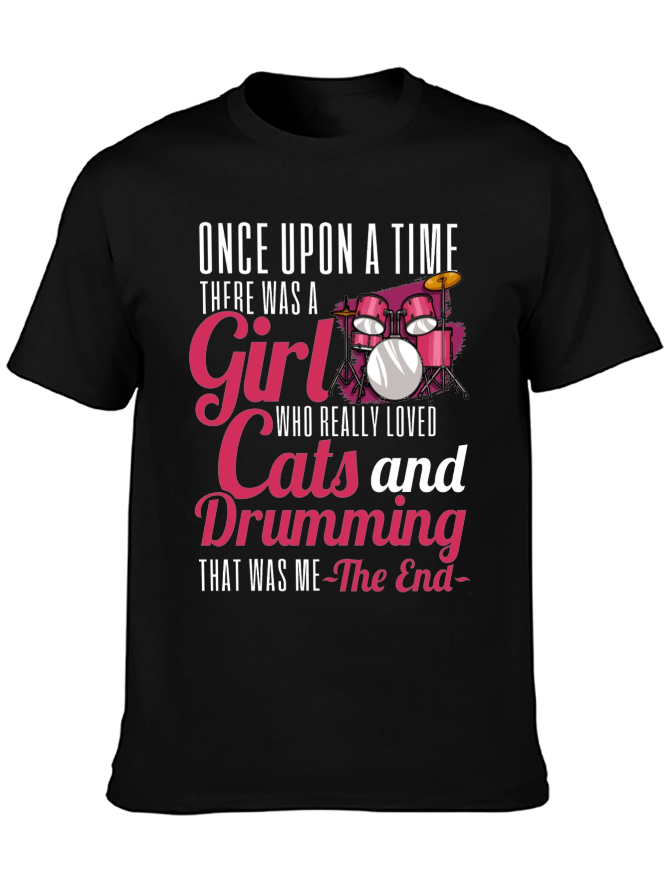 Drumming Girl T-Shirt: Cats & Music Lover Tee