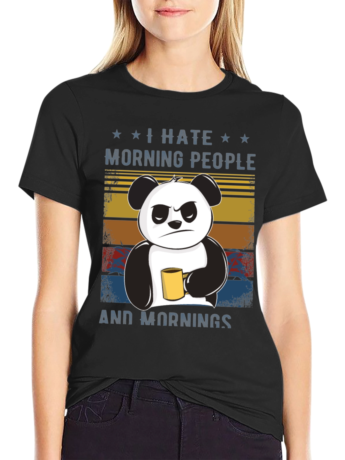I Hate Morning People Panda Graphic Tee