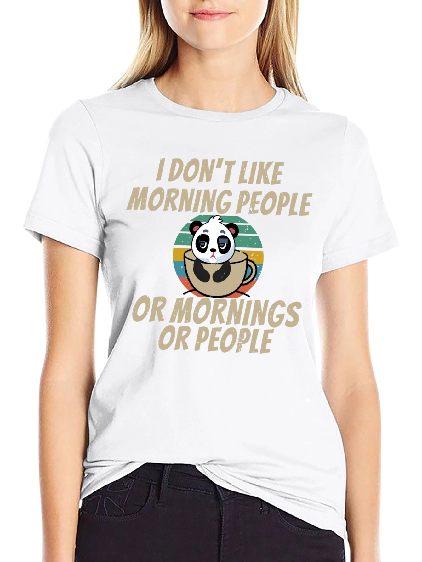 Funny Panda Morning People T-Shirt