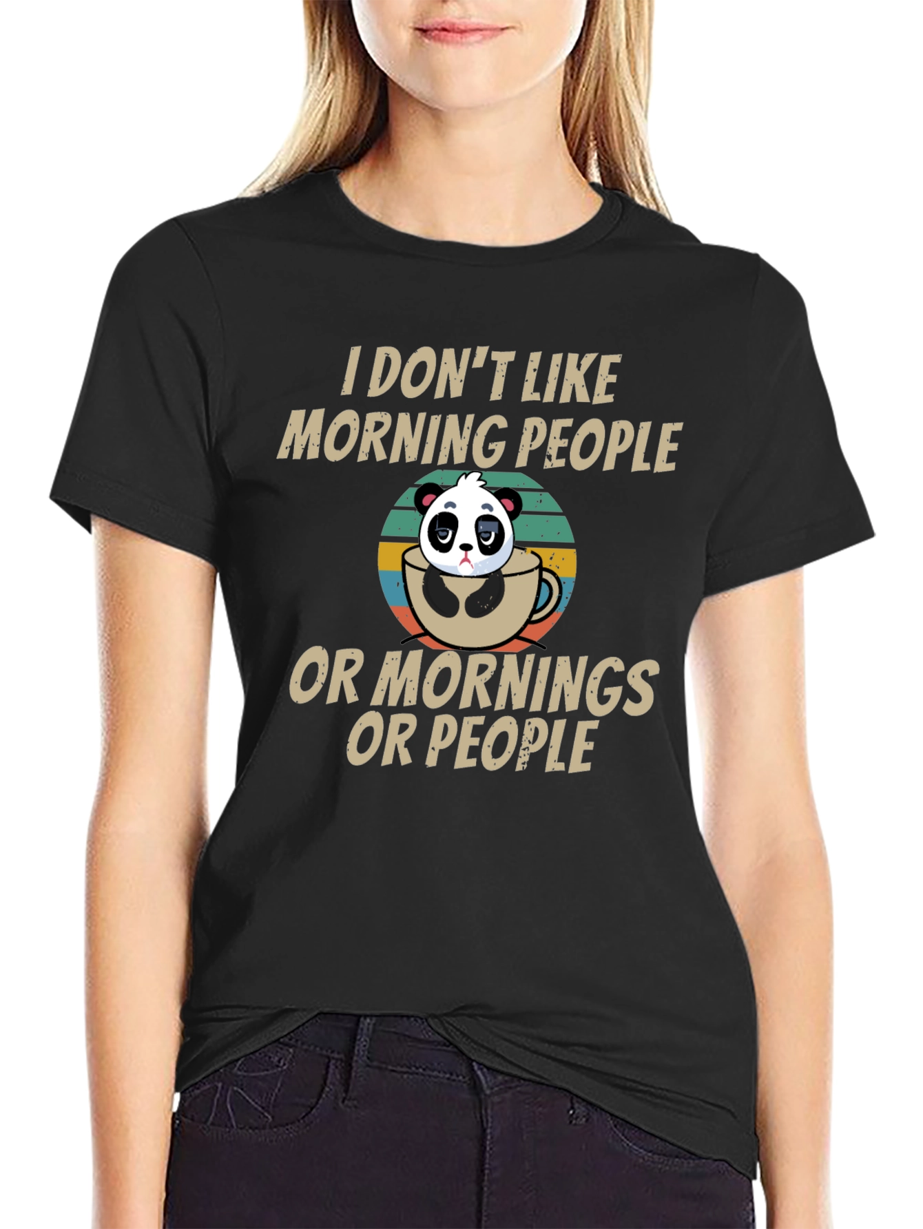 Funny Panda Morning People T-Shirt