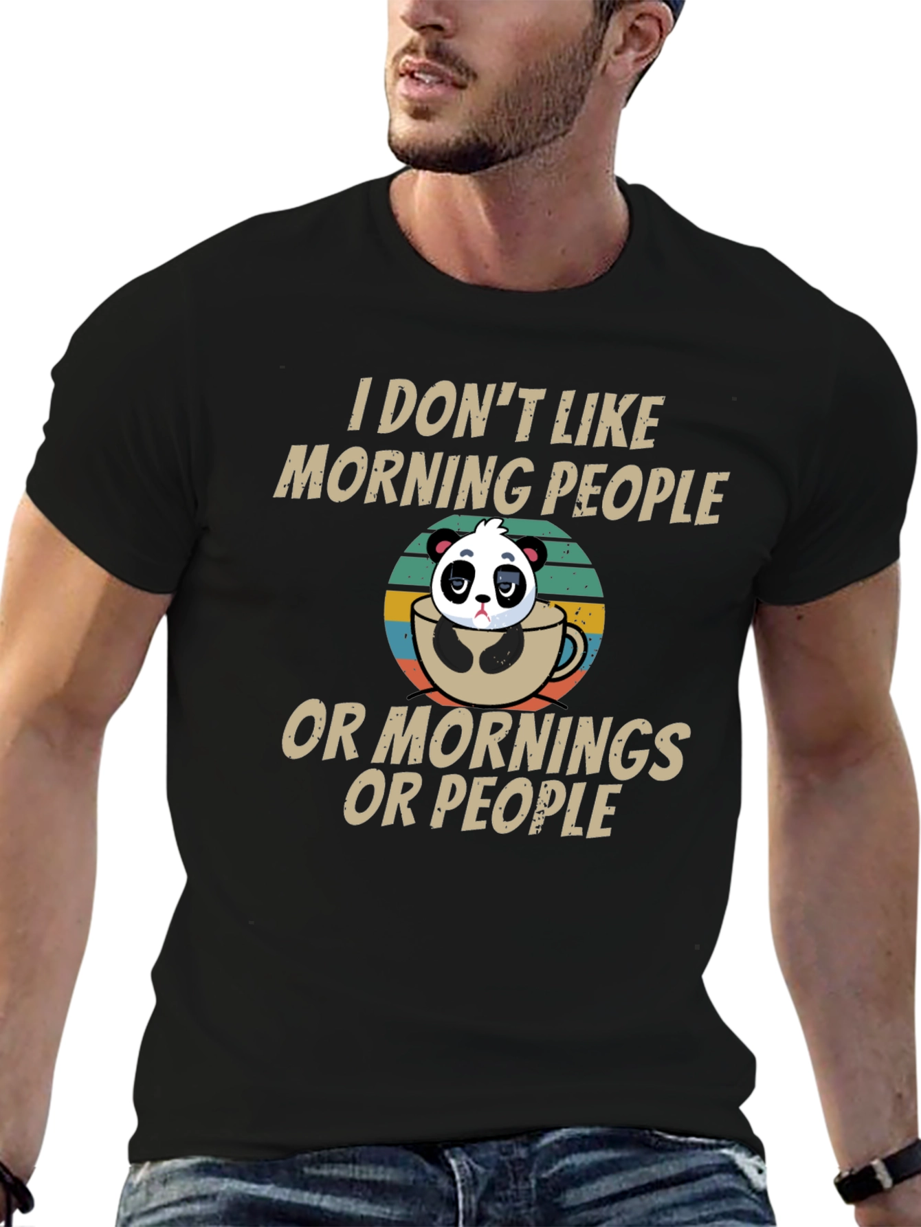 Funny Panda Morning People T-Shirt