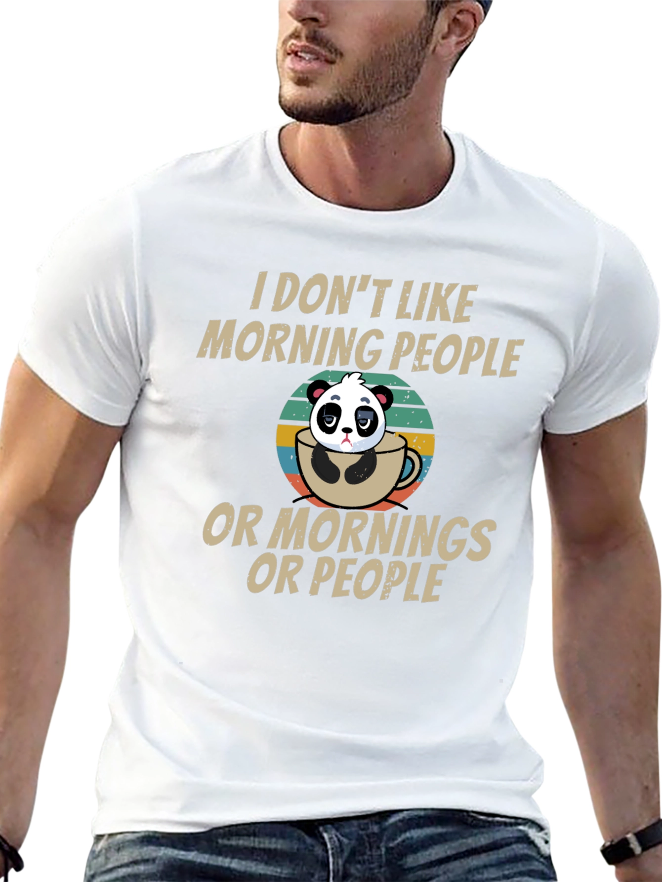 Funny Panda Morning People T-Shirt