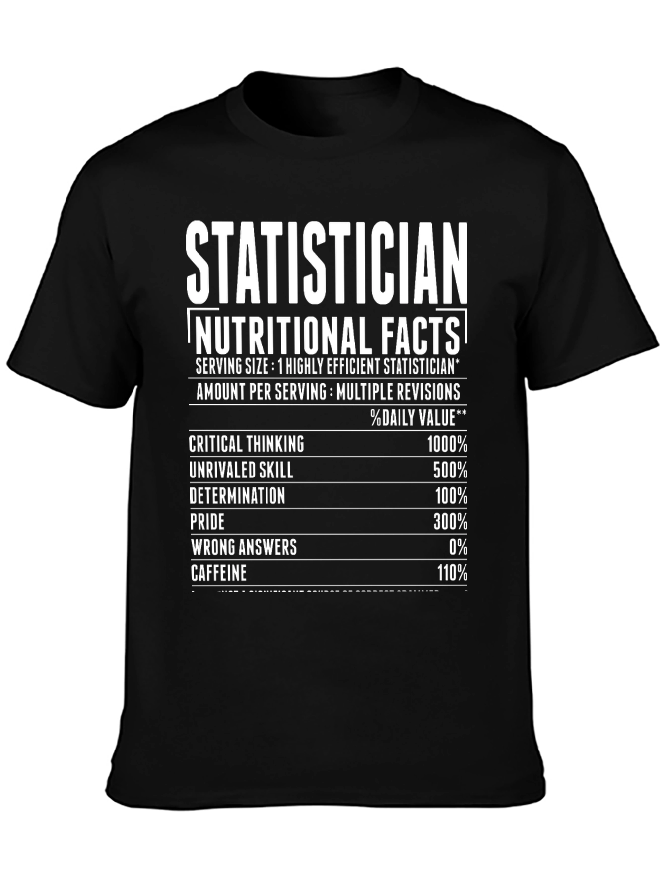 Statistician Nutritional Facts Funny T-Shirt