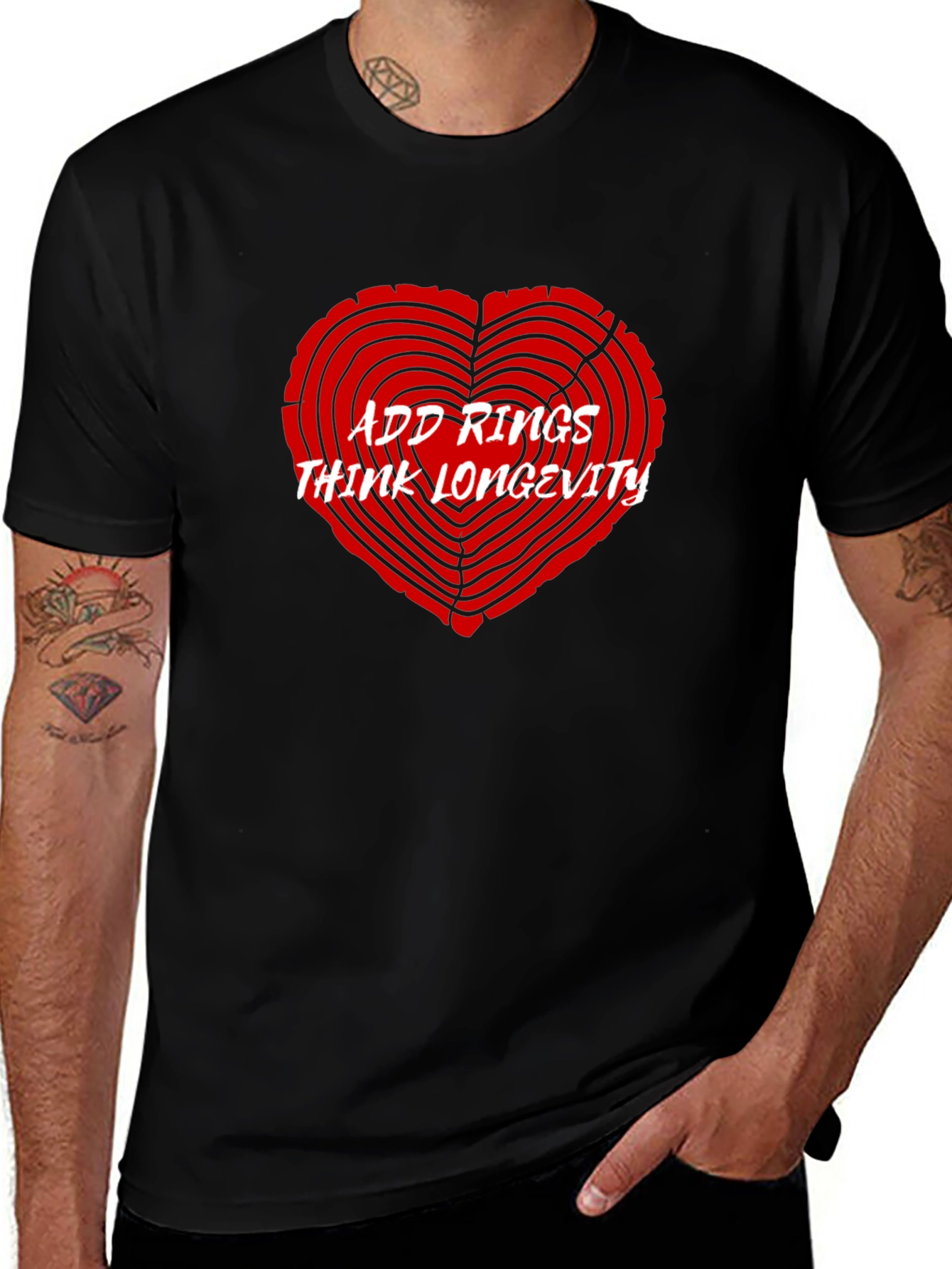 Add Rings Think Longevity Black T-Shirt