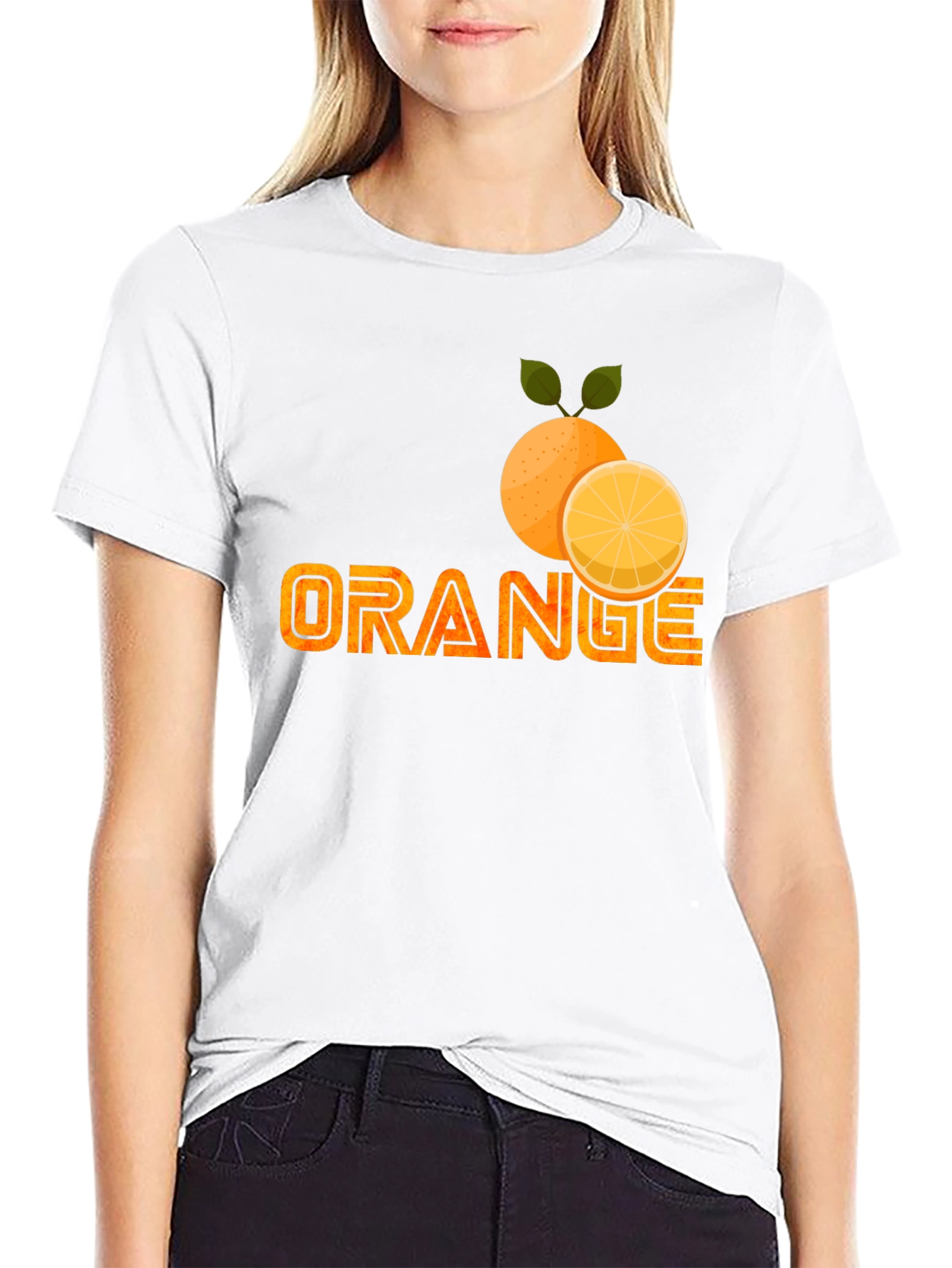 Orange Fruit Graphic Print T-Shirt