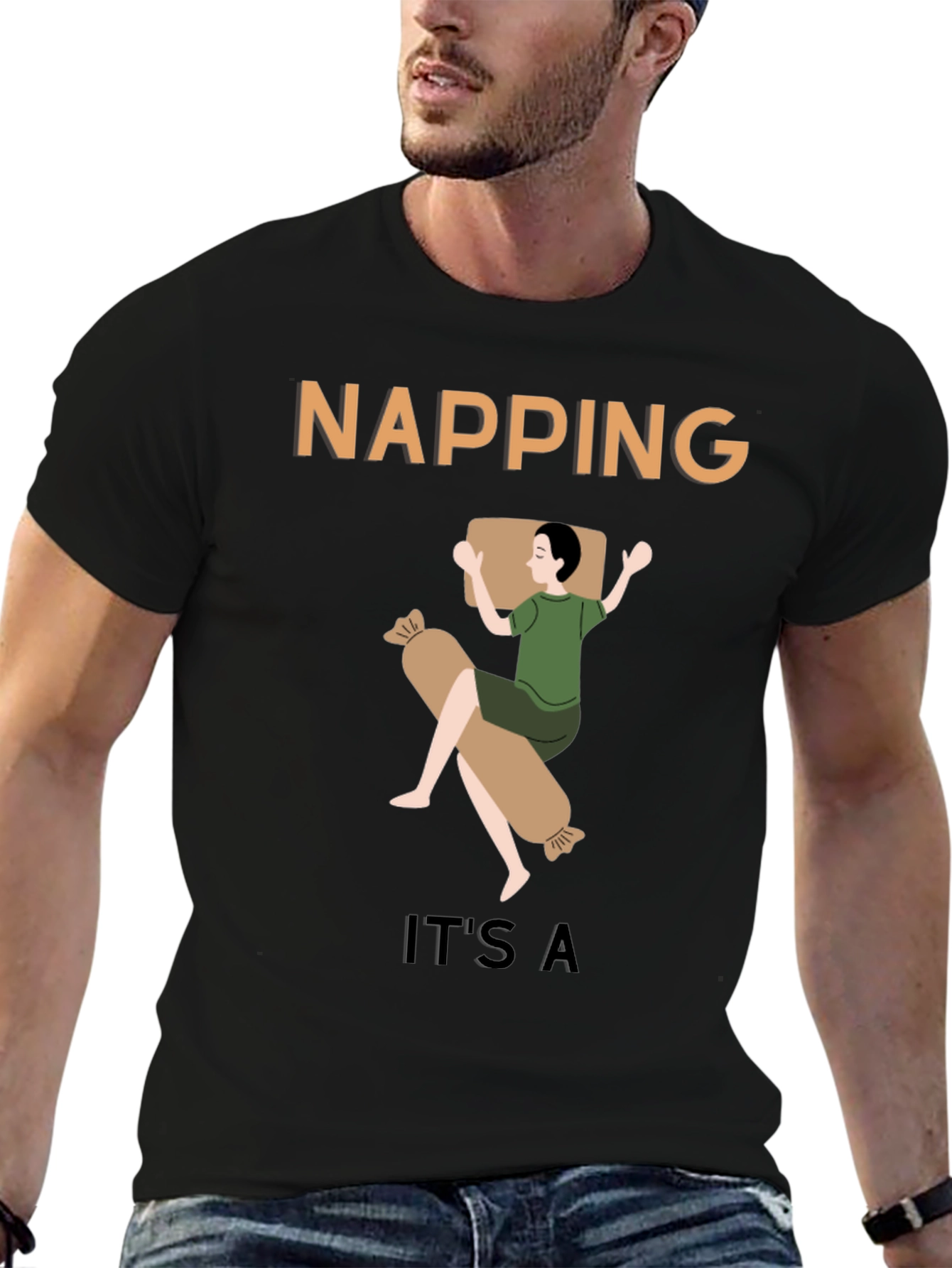 Napping Graphic T-Shirt - Mens Casual Tee