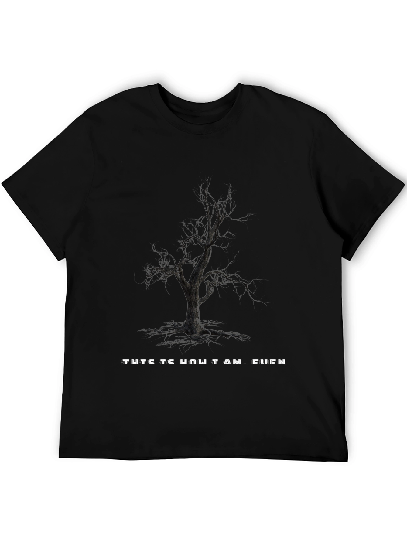 Edgy Tree Graphic Black T-Shirt