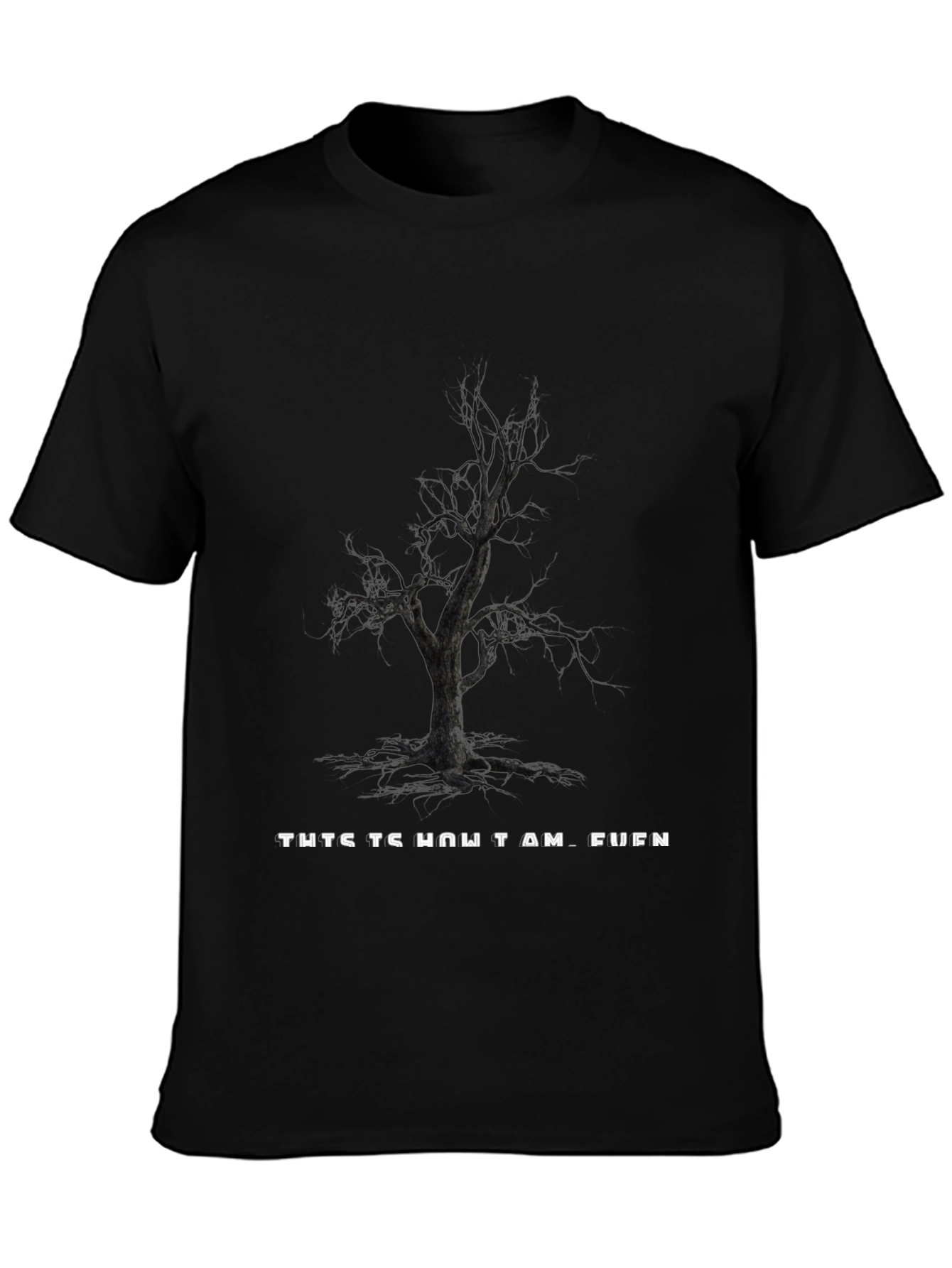 Edgy Tree Graphic Black T-Shirt