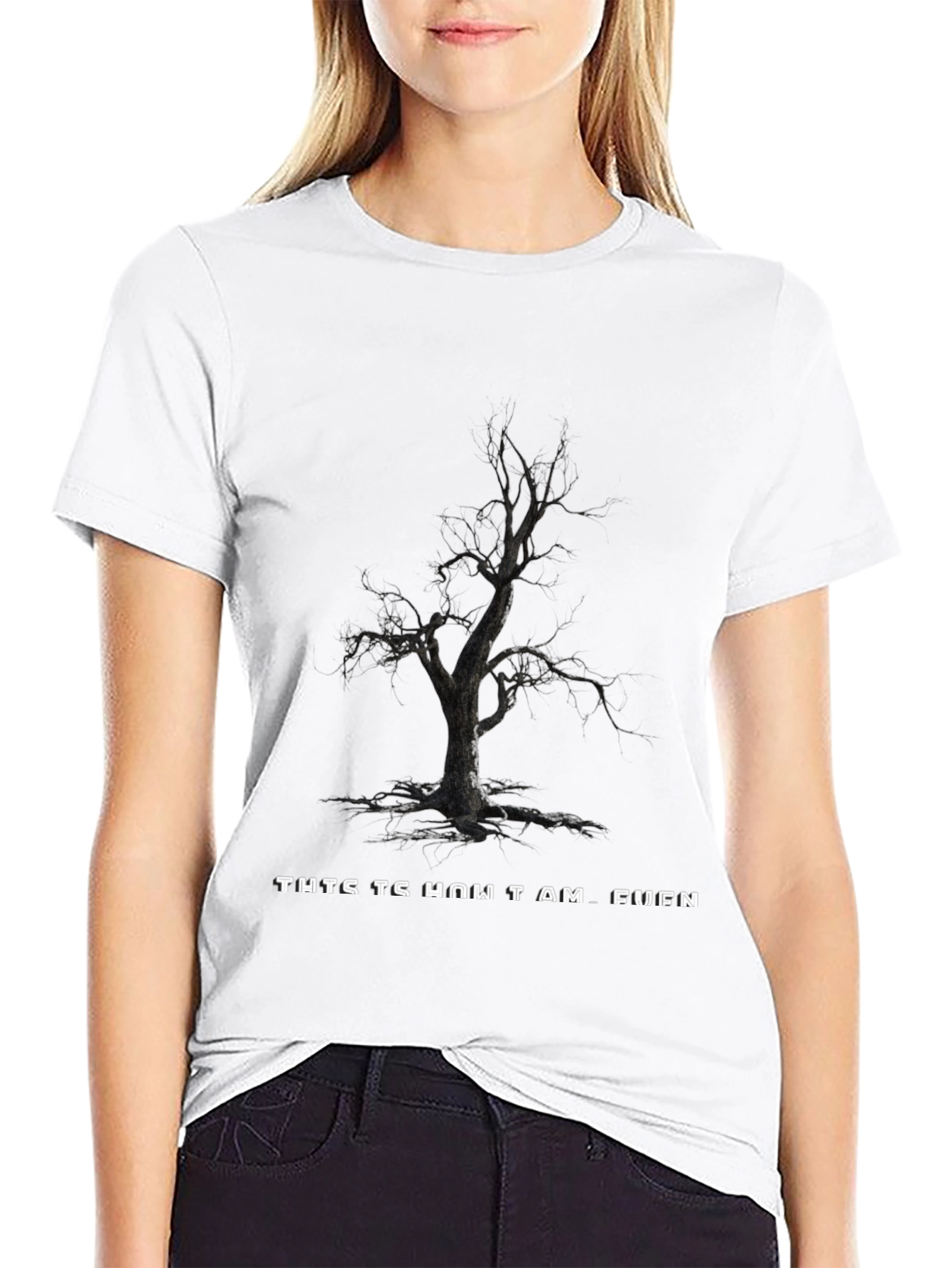 Edgy Tree Graphic Black T-Shirt