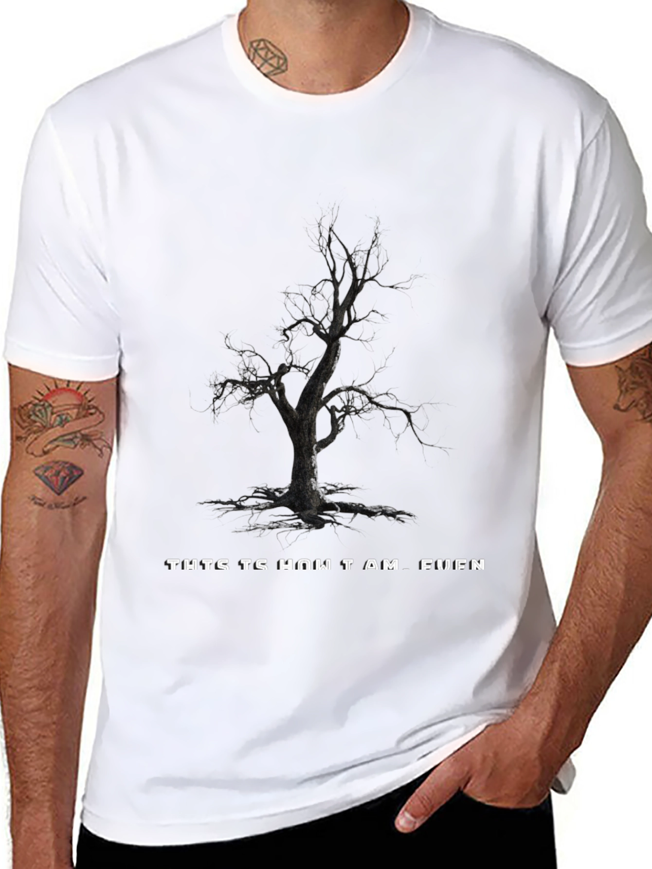 Edgy Tree Graphic Black T-Shirt
