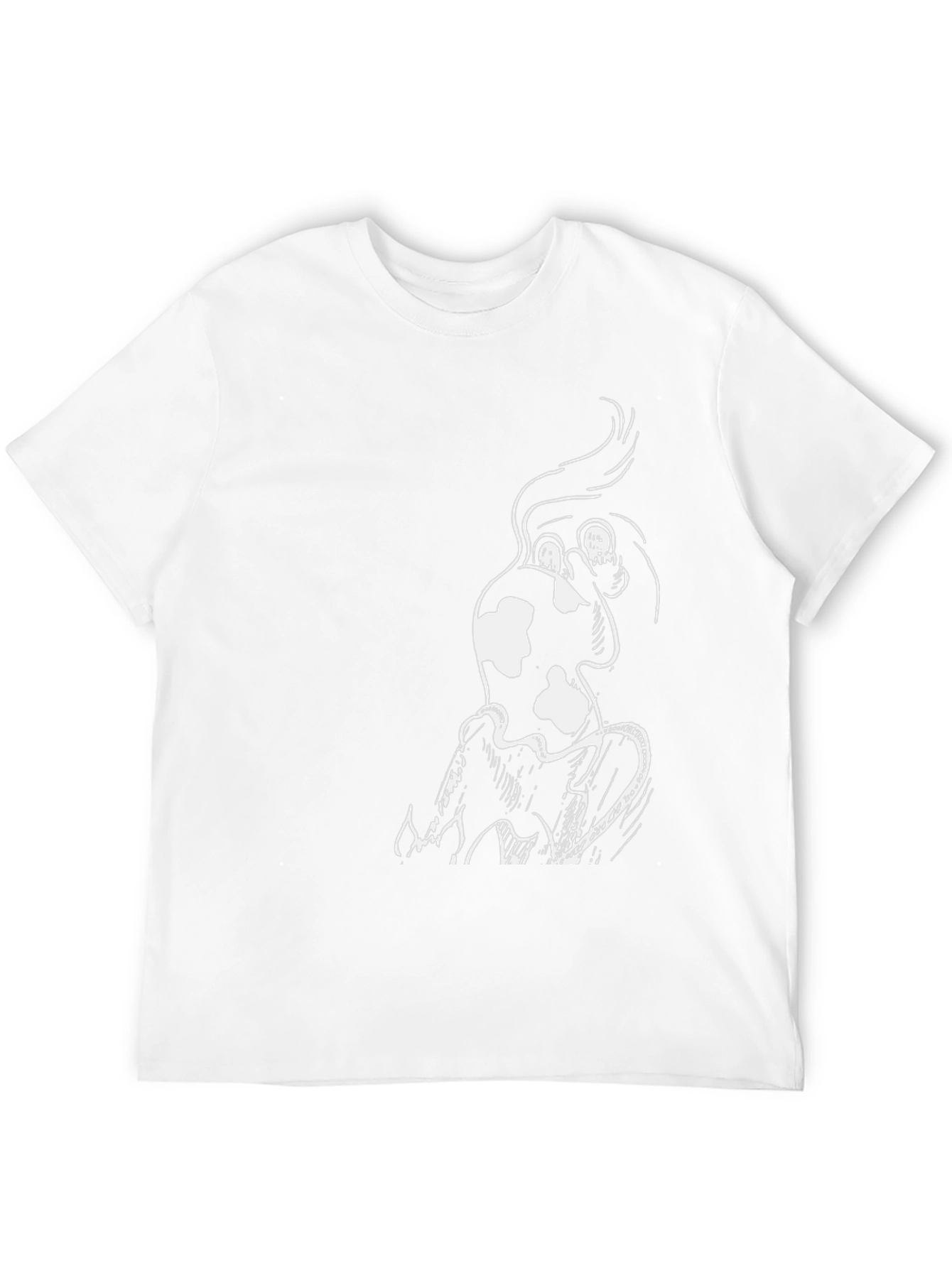 Mens Black T-Shirt with Unique White Graphic Design