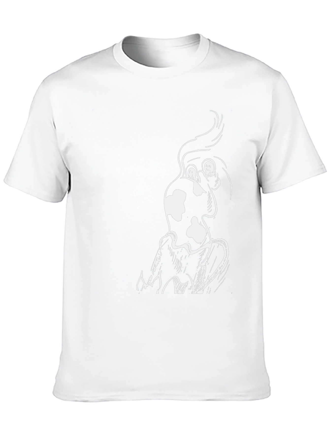 Mens Black T-Shirt with Unique White Graphic Design