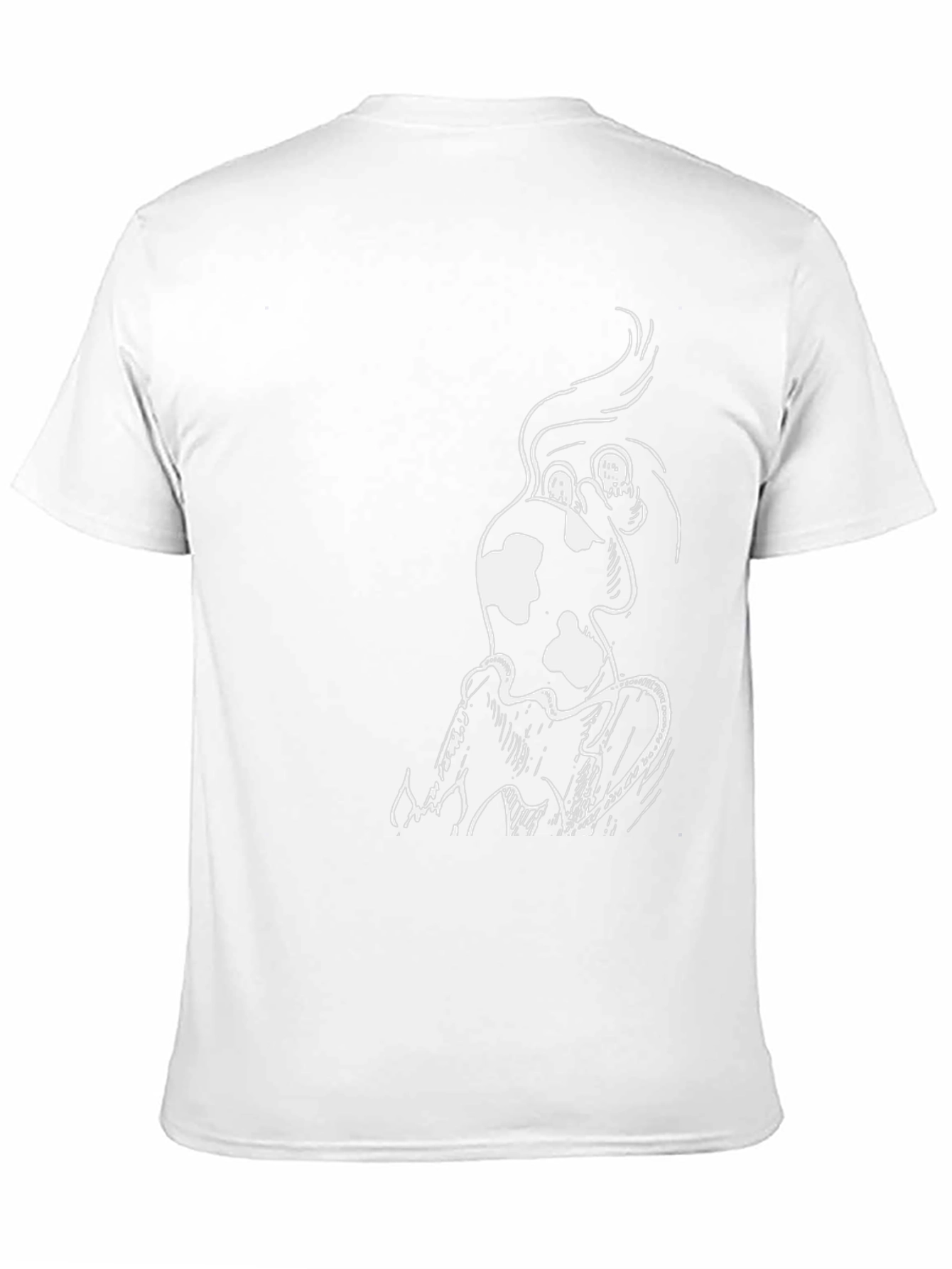Mens Black T-Shirt with Unique White Graphic Design